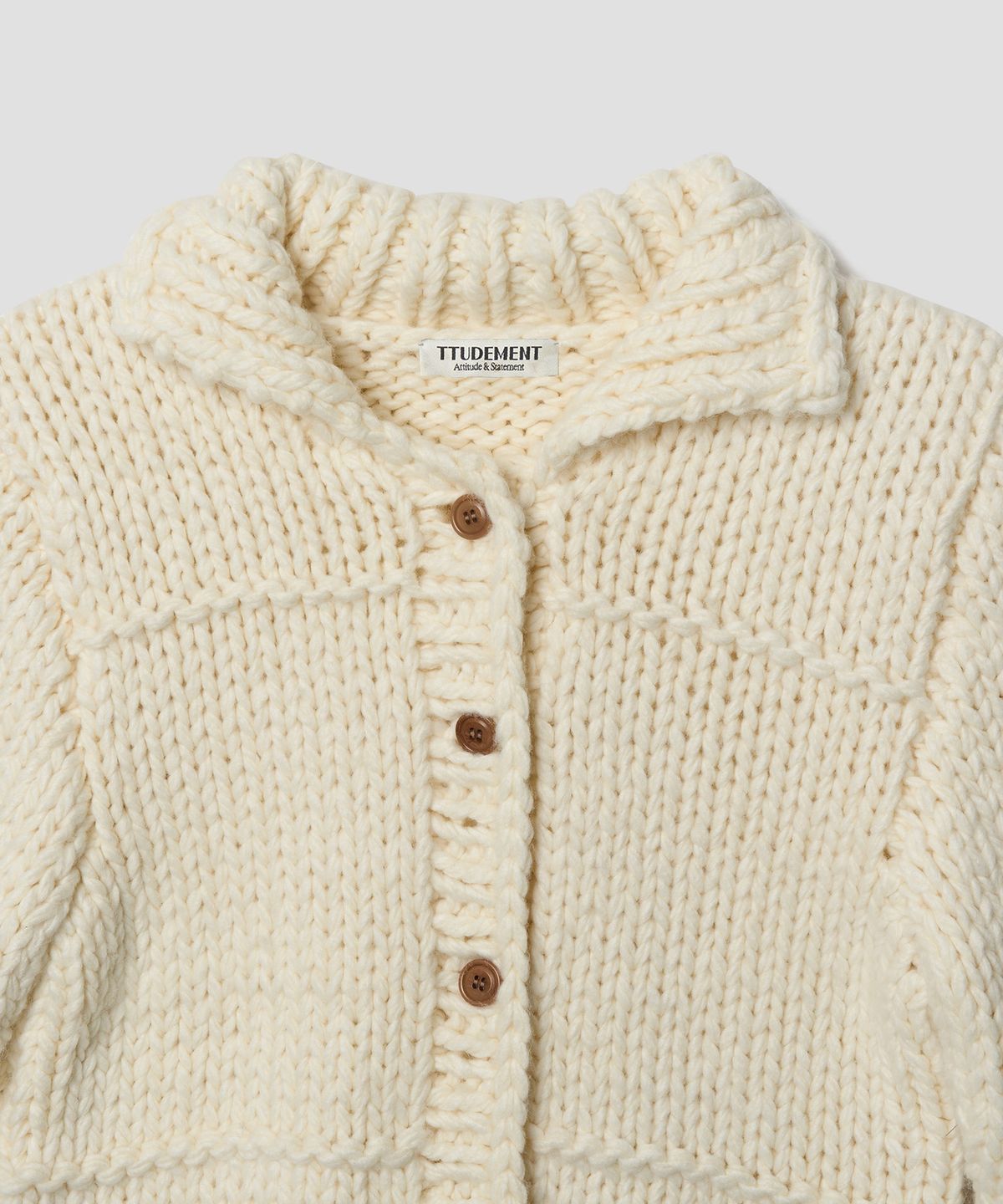 튜드먼트(TTUDEMENT) CHUNKY HANDMADE CARDIGAN IVORY