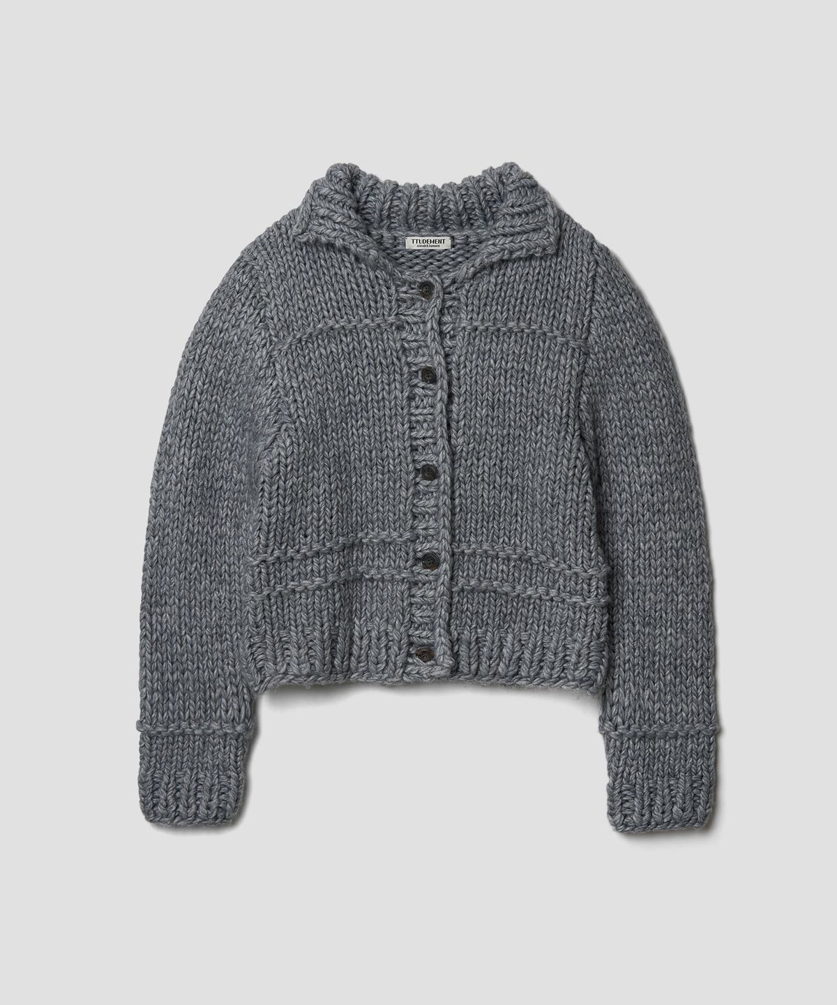 튜드먼트(TTUDEMENT) CHUNKY HANDMADE CARDIGAN MELANGE GREY