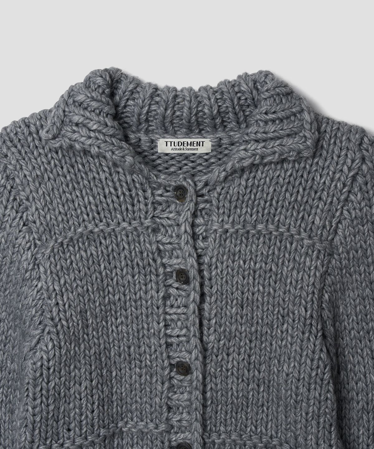 튜드먼트(TTUDEMENT) CHUNKY HANDMADE CARDIGAN MELANGE GREY