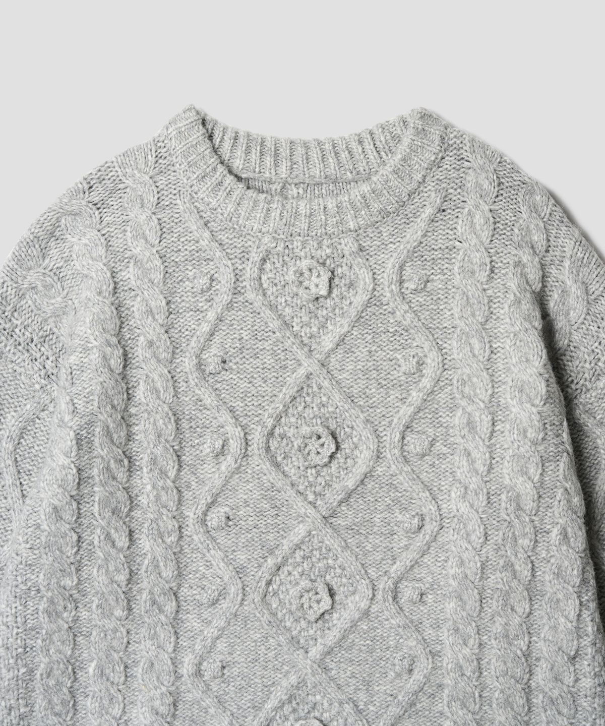 튜드먼트(TTUDEMENT) CHUNKY CABLE KNIT MELANGE GREY