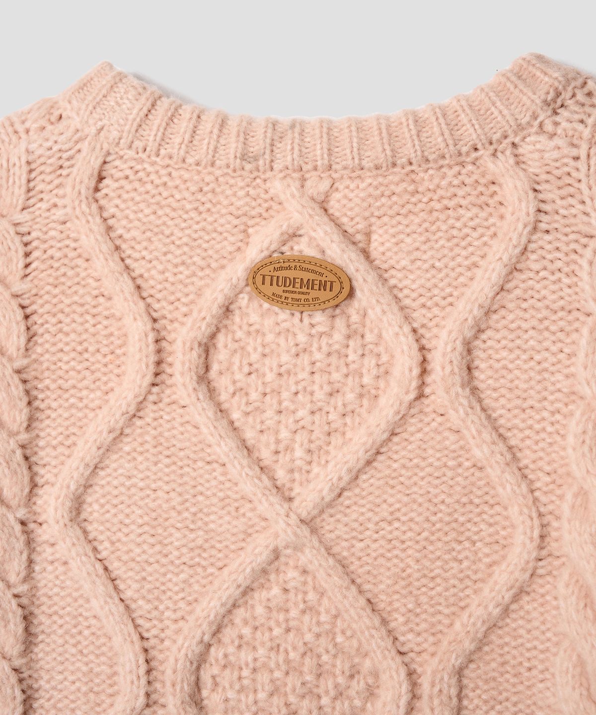 튜드먼트(TTUDEMENT) CHUNKY CABLE KNIT LIGHT PINK