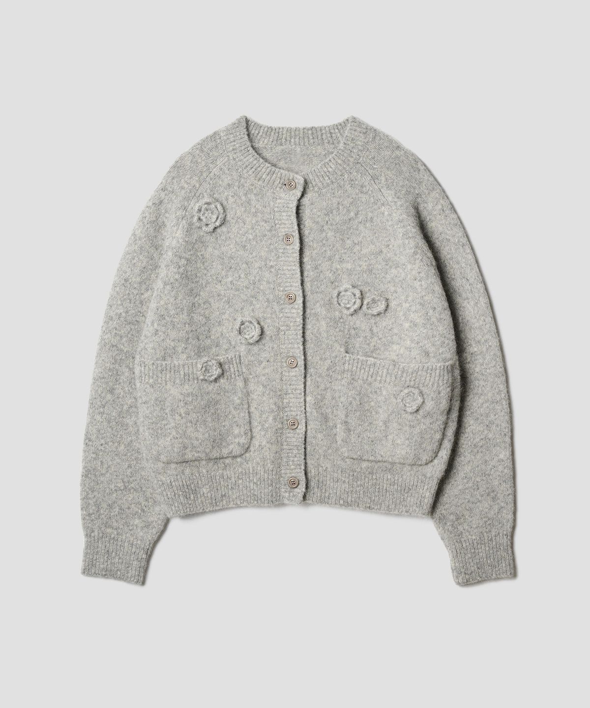 튜드먼트(TTUDEMENT) ALPACA FLOWER CARDIGAN GREY