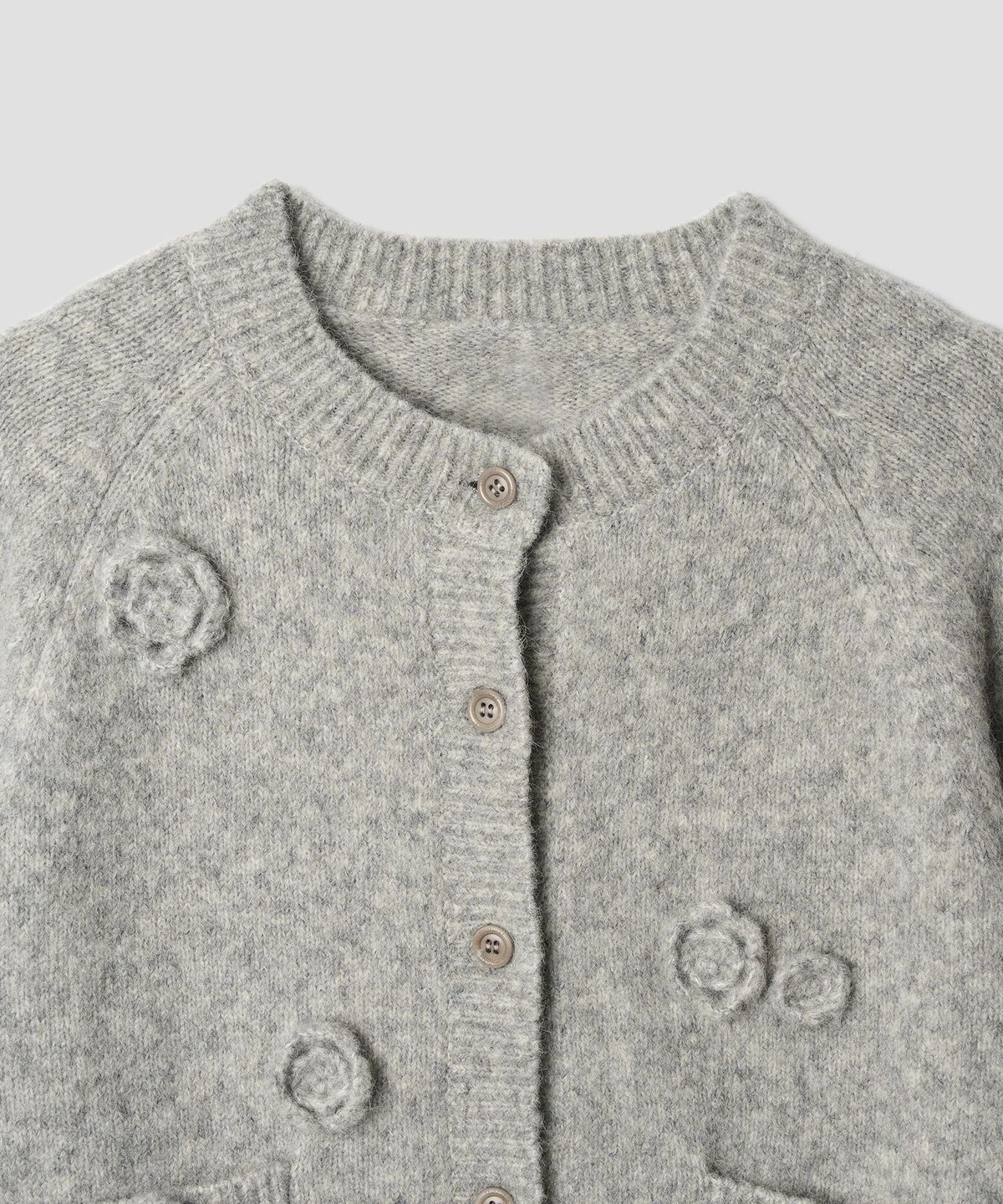 튜드먼트(TTUDEMENT) ALPACA FLOWER CARDIGAN GREY