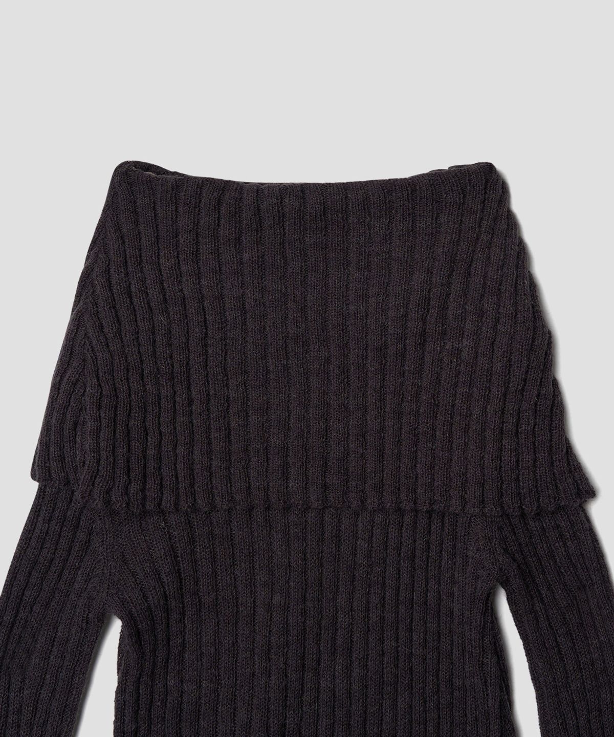 튜드먼트(TTUDEMENT) SHAWL RIBBED SWEATER CHARCOAL