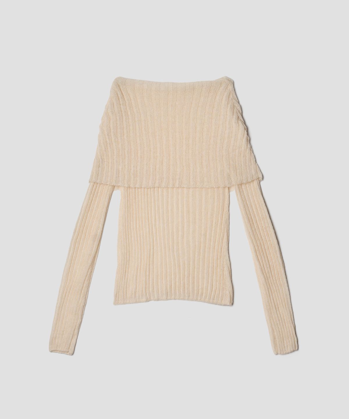 튜드먼트(TTUDEMENT) SHAWL RIBBED SWEATER CREAM