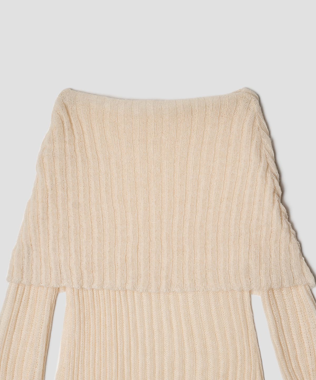 튜드먼트(TTUDEMENT) SHAWL RIBBED SWEATER CREAM