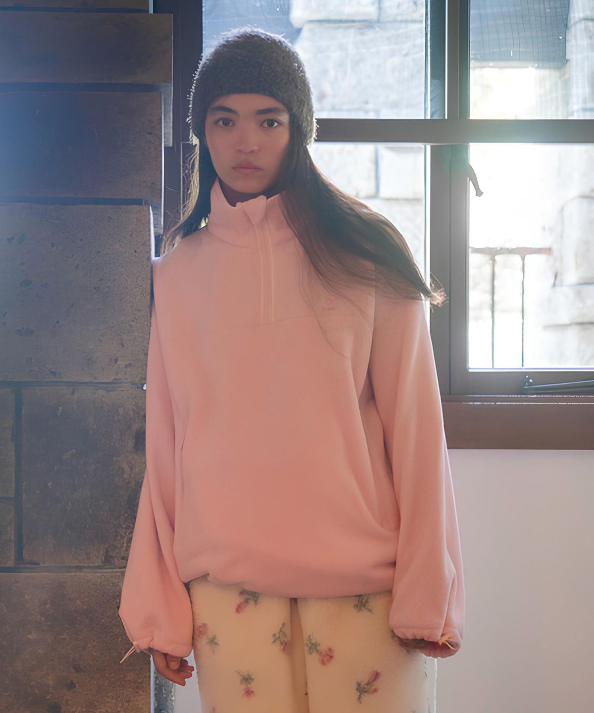 튜드먼트(TTUDEMENT) SOFT FLEECE HALF ZIP-UP PINK
