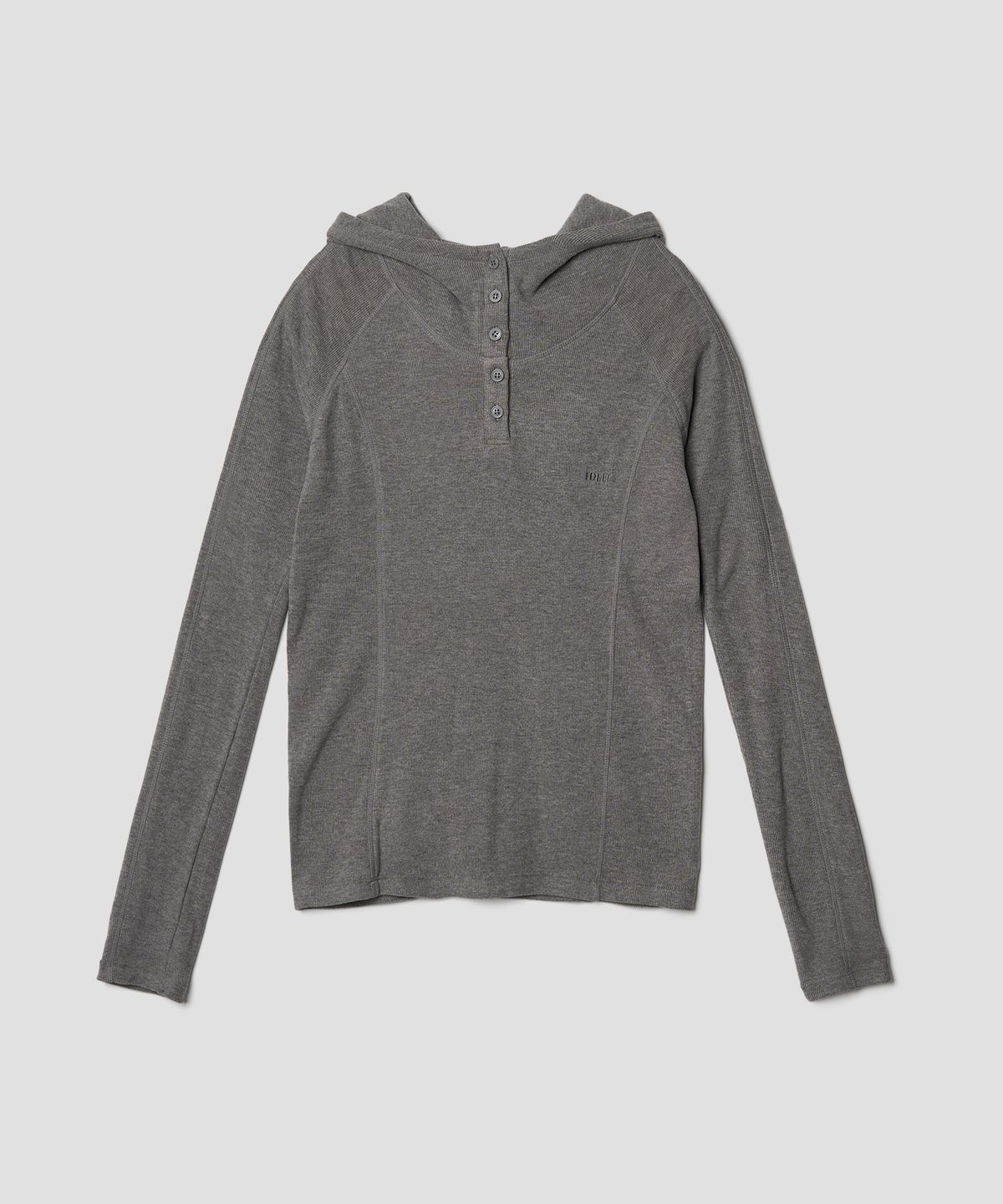 튜드먼트(TTUDEMENT) BUTTON HIGH-NECK LONG-SLEEVE PULLOVER MELANGE GREY