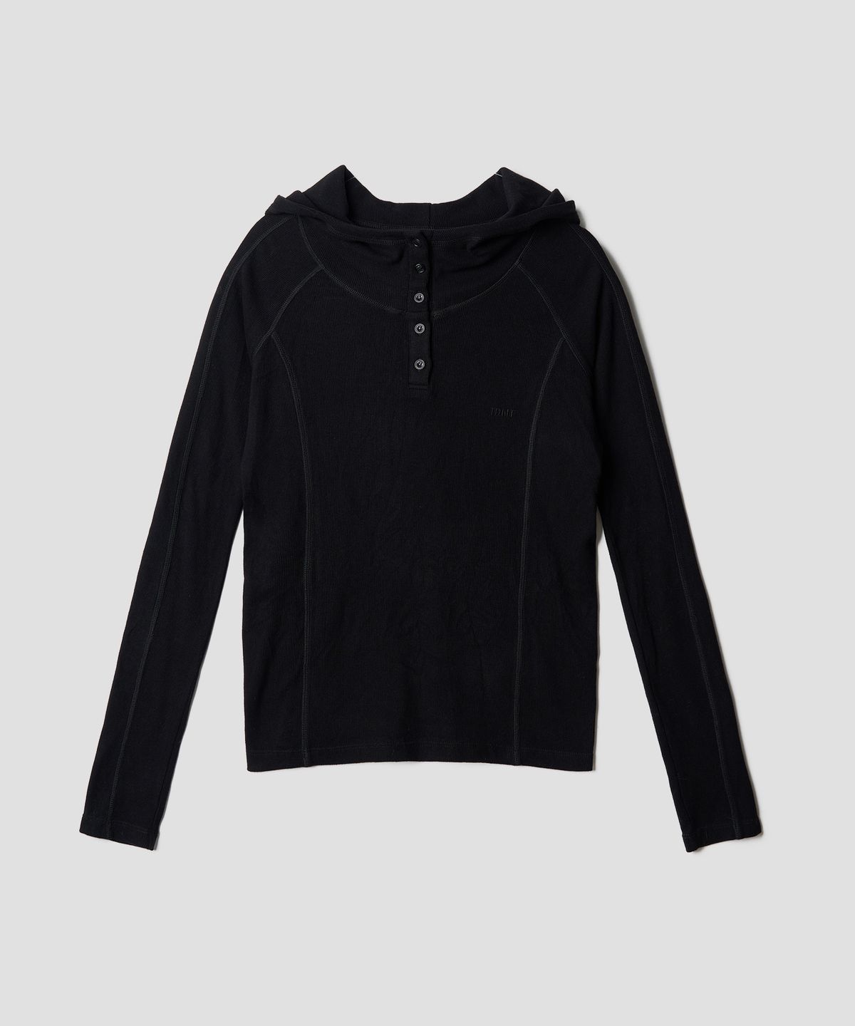 튜드먼트(TTUDEMENT) BUTTON HIGH-NECK LONG-SLEEVE PULLOVER BLACK