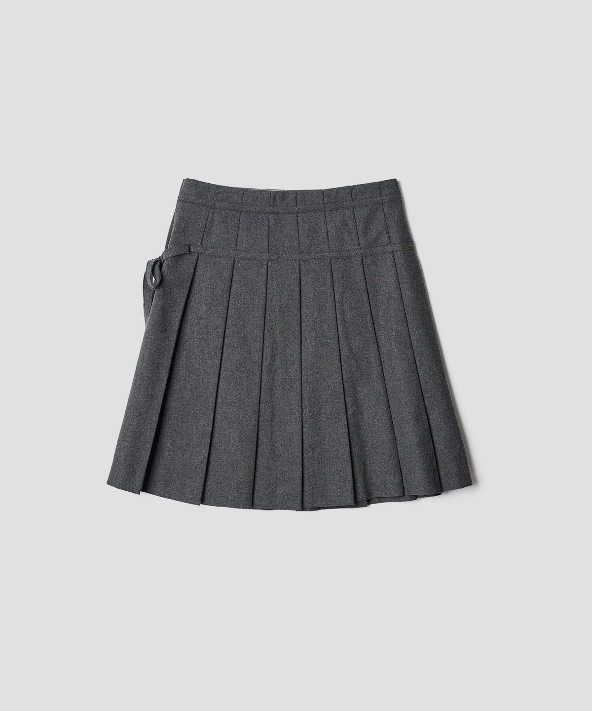 튜드먼트(TTUDEMENT) RIBBON TIE PLEATED MIDI SKIRT GREY