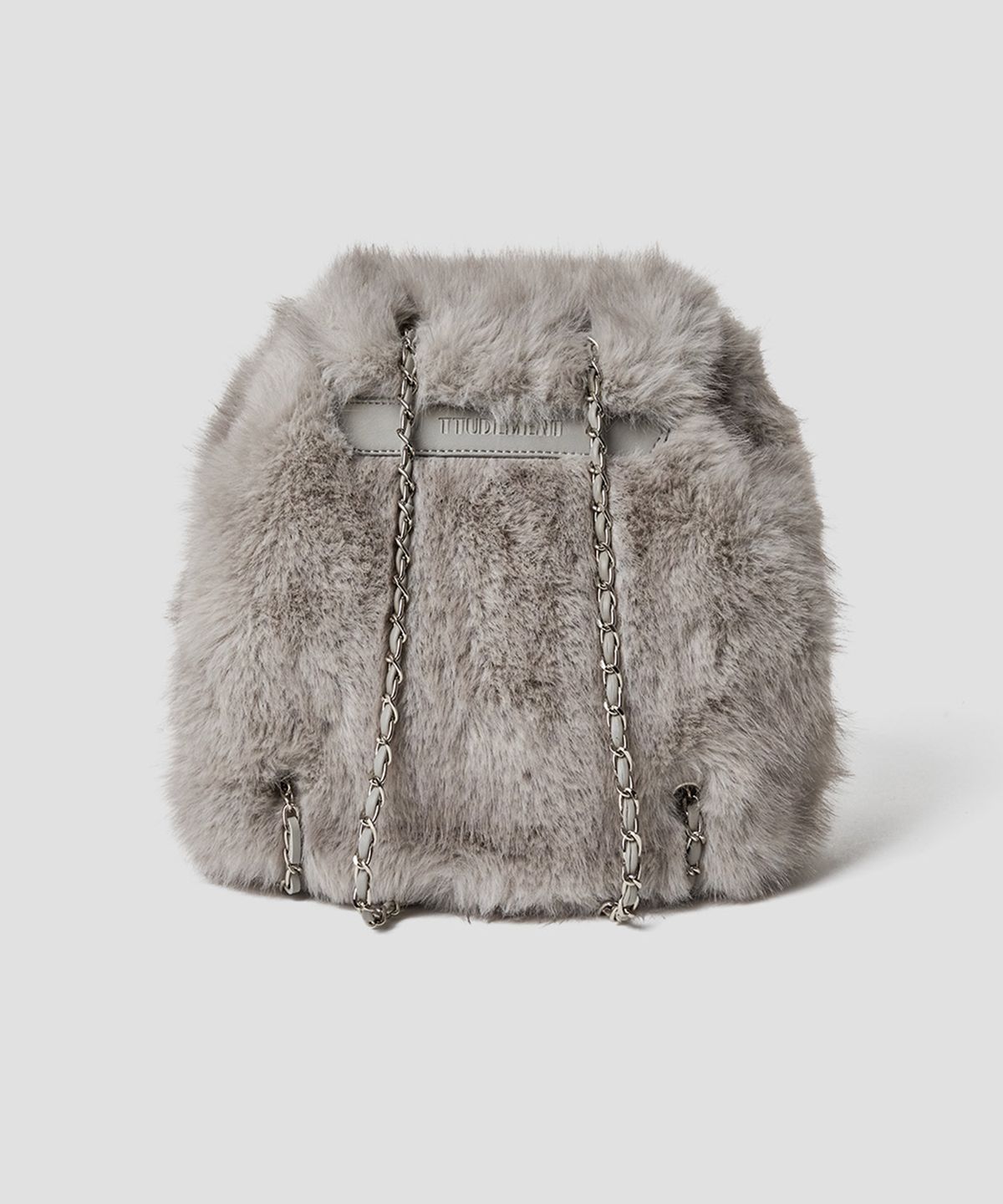 튜드먼트(TTUDEMENT) FAUX FUR CHAIN STRAP BACKPACK GREY