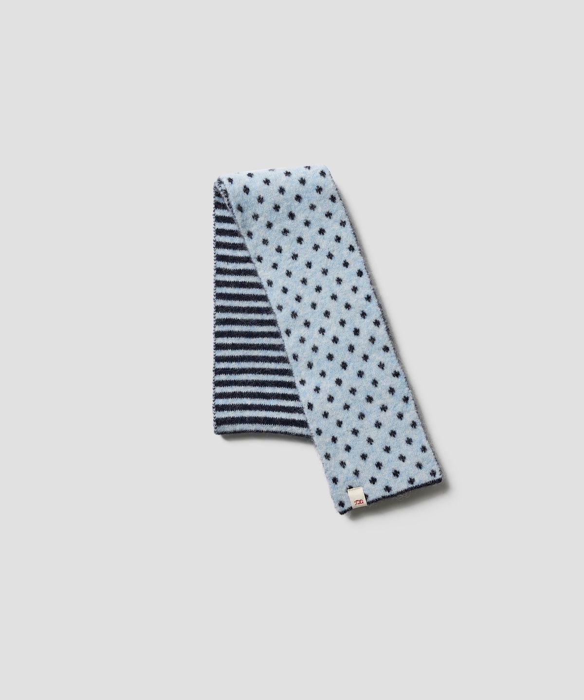튜드먼트(TTUDEMENT) DOT STRIPE KNIT MUFFLER NAVY