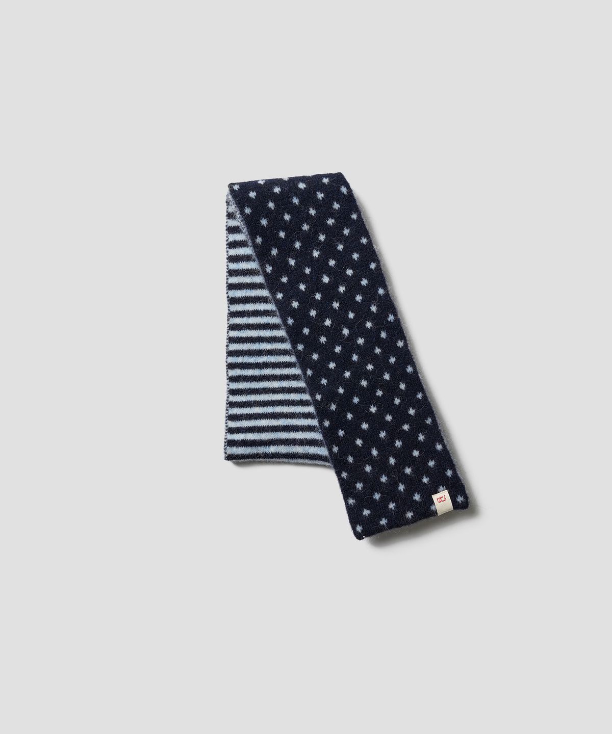 튜드먼트(TTUDEMENT) DOT STRIPE KNIT MUFFLER NAVY