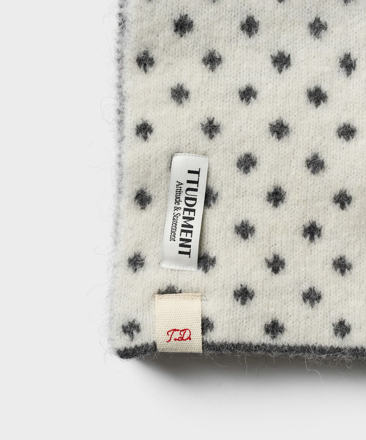 튜드먼트(TTUDEMENT) DOT STRIPE KNIT MUFFLER CHARCOAL