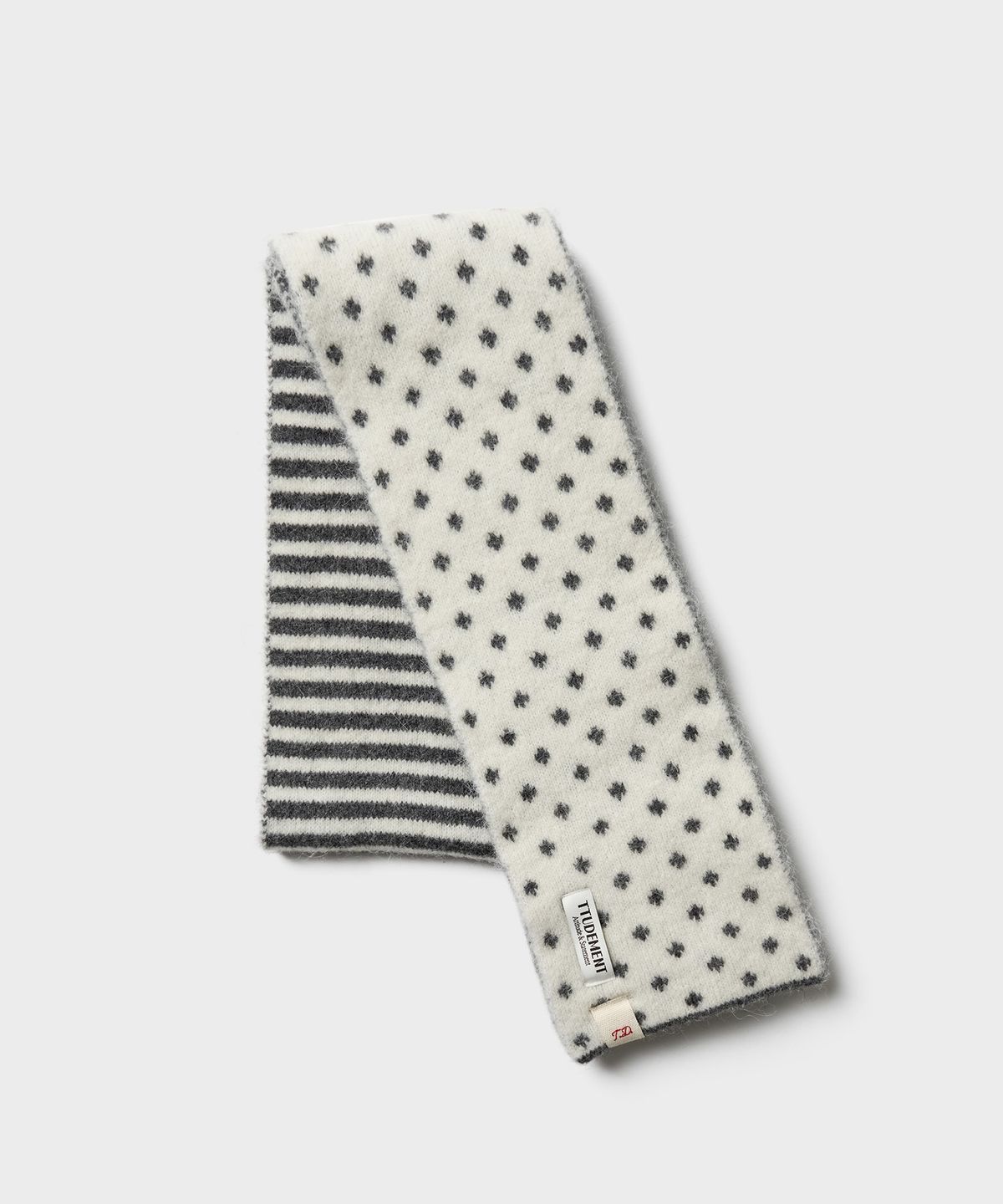 튜드먼트(TTUDEMENT) DOT STRIPE KNIT MUFFLER CHARCOAL