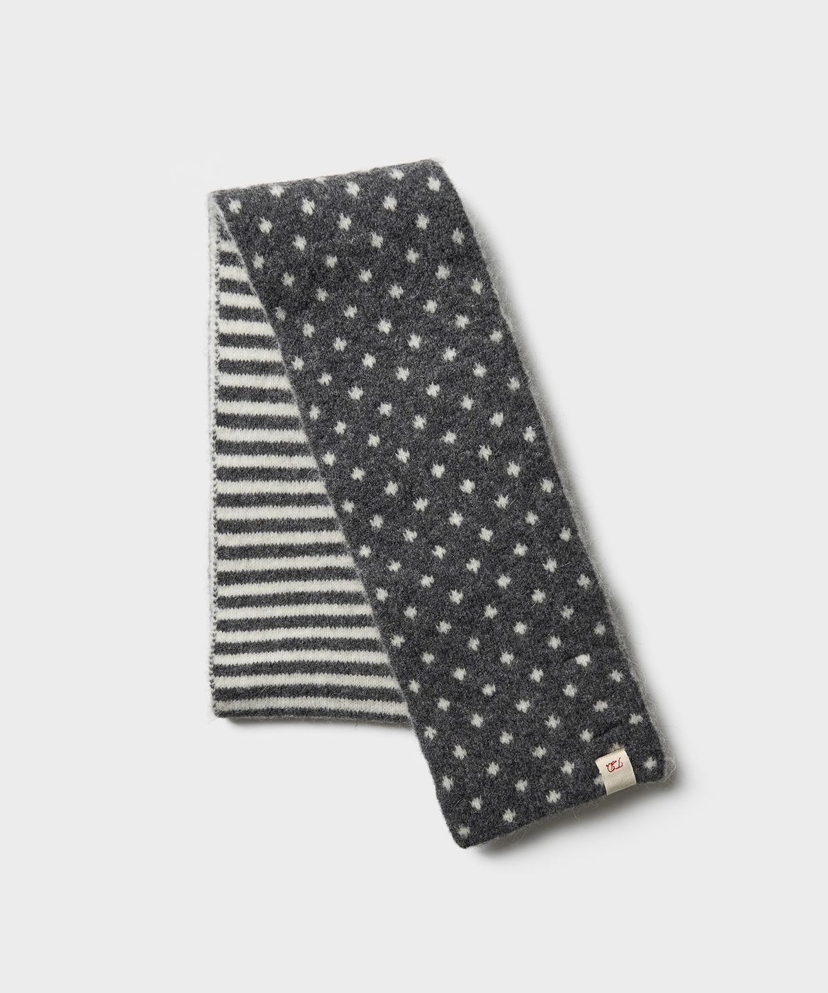 튜드먼트(TTUDEMENT) DOT STRIPE KNIT MUFFLER CHARCOAL
