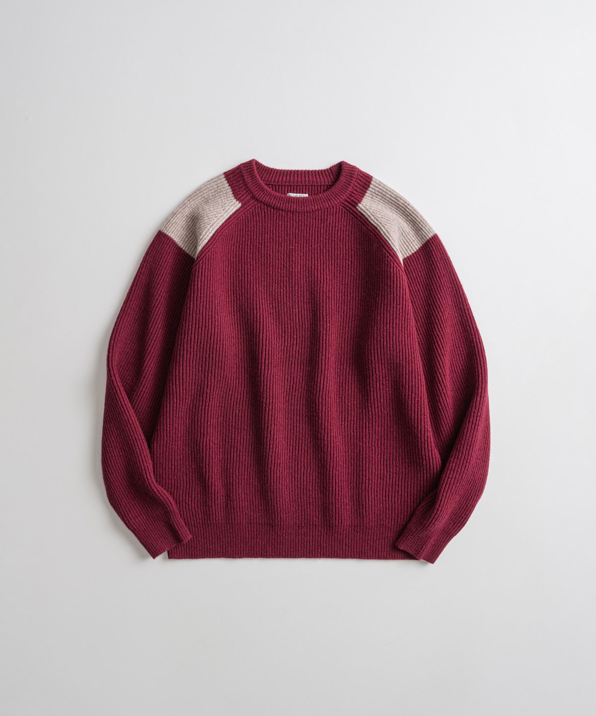 비헤비어(BEHEAVYER) DRY WOOL CREWNECK MIL KNIT wine