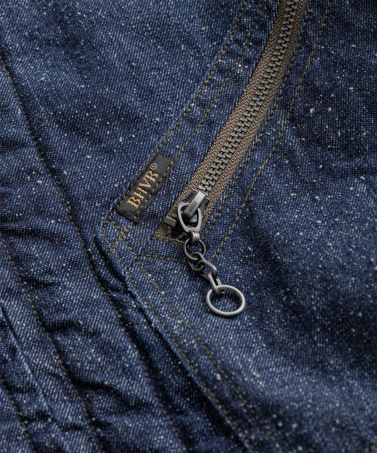 비헤비어(BEHEAVYER) WASHED LEATHER COLLAR SPORTS JACKET denim washed