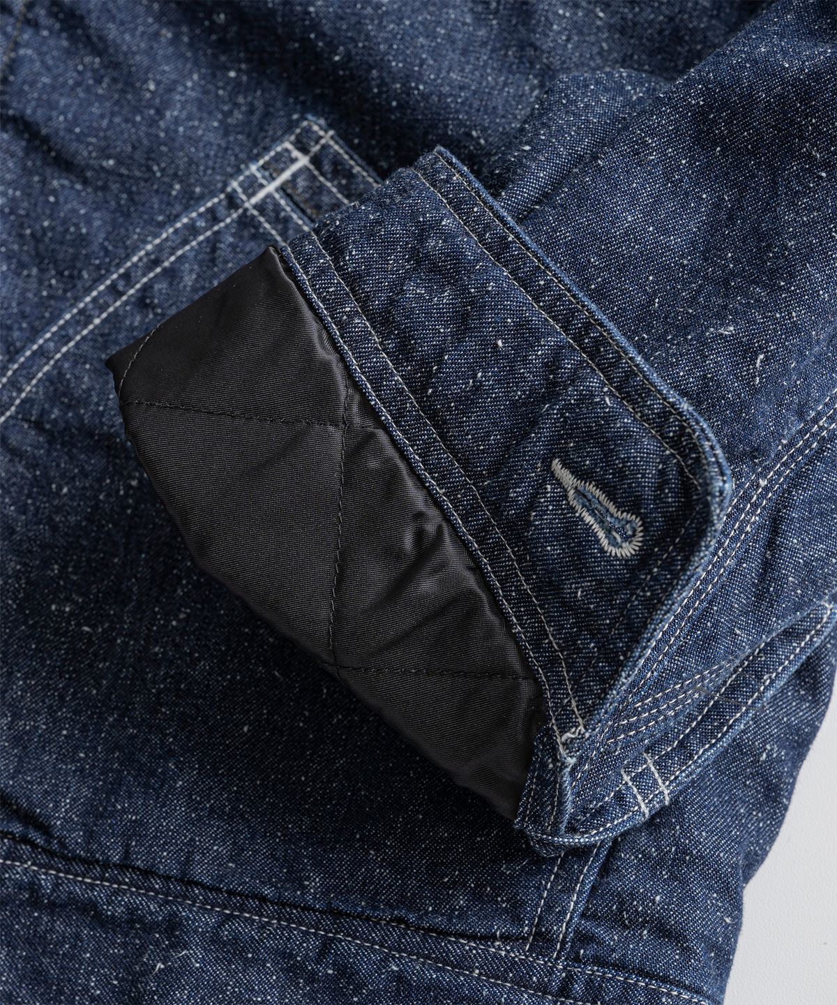 비헤비어(BEHEAVYER) WASHED LEATHER COLLAR SPORTS JACKET denim washed