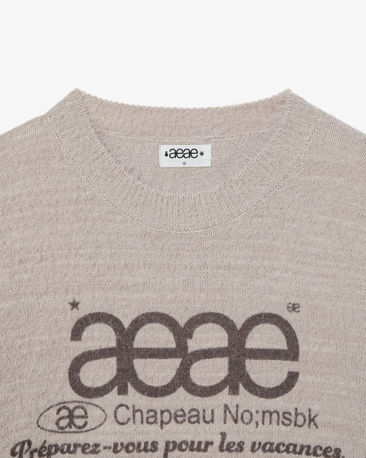 에이이에이이(AEAE) WEB LOGO KNIT PULLOVER [TAUPE]