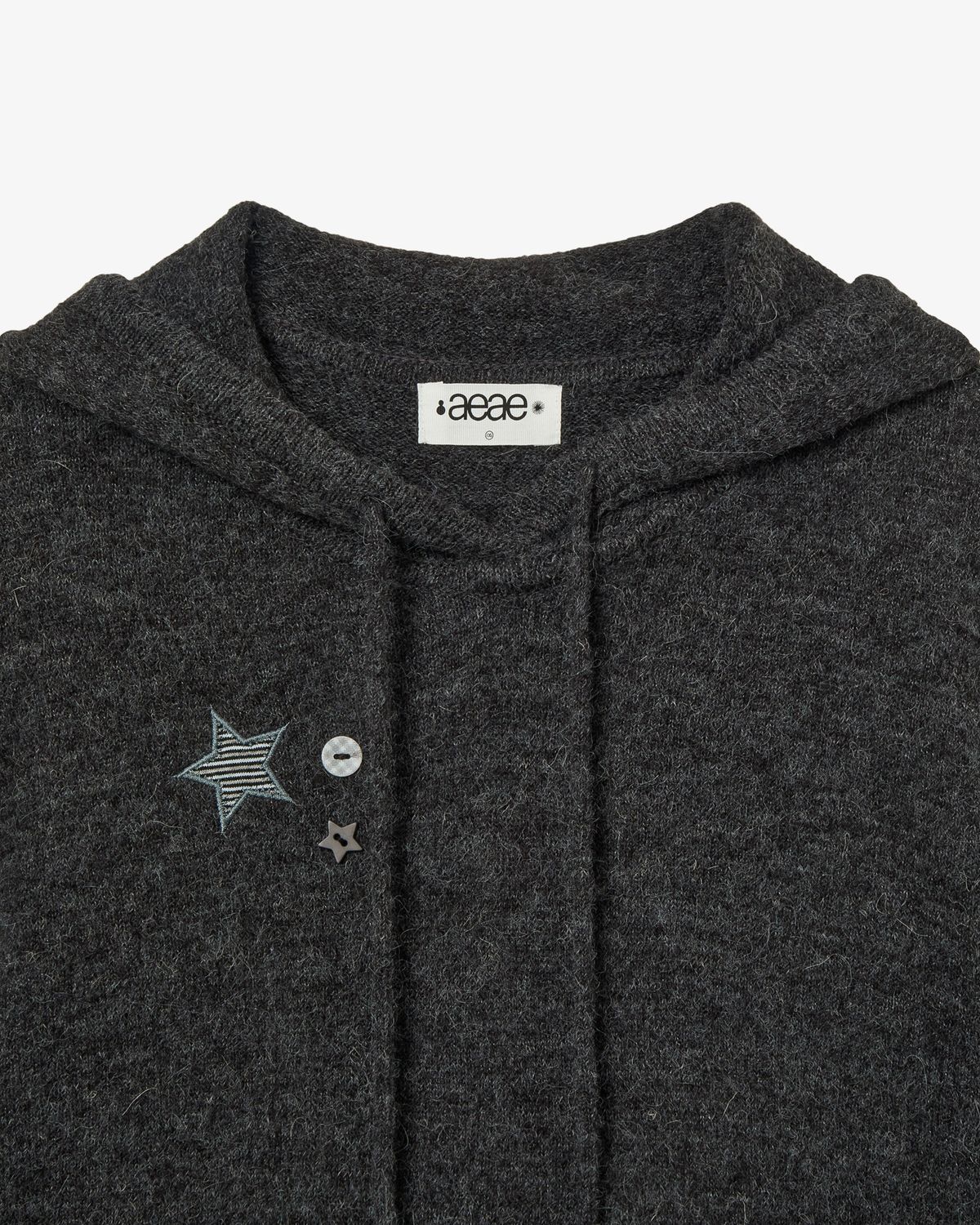 에이이에이이(AEAE) LAYERED KNIT HOODIE [CHARCOAL]