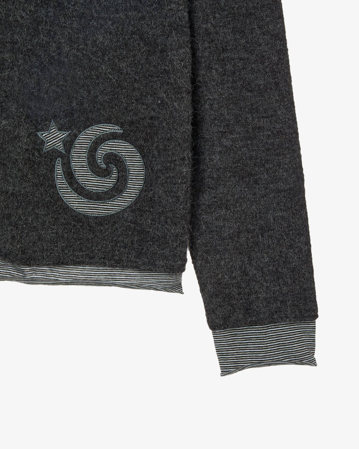 에이이에이이(AEAE) LAYERED KNIT HOODIE [CHARCOAL]