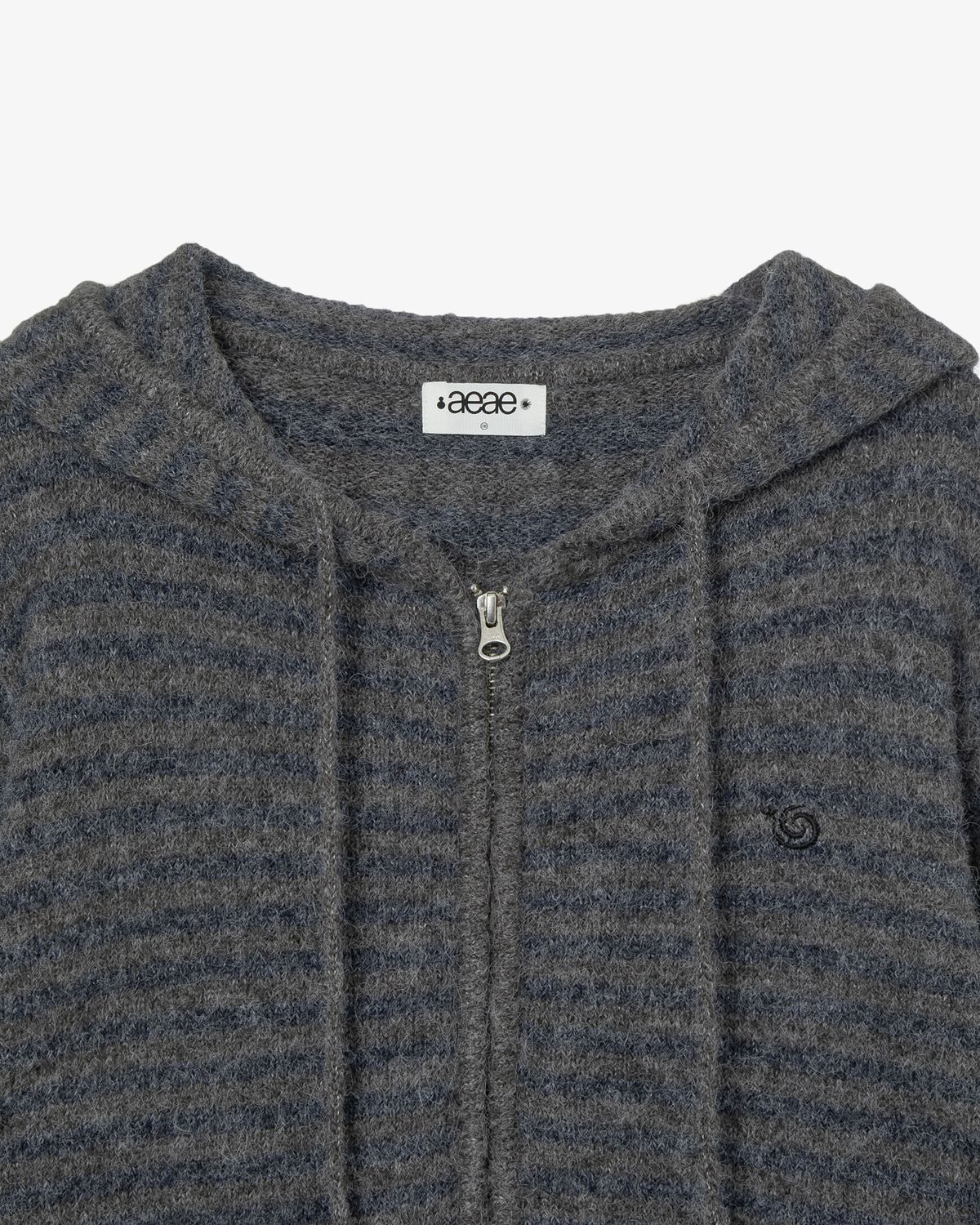 에이이에이이(AEAE) STRIPE HOOD KNIT ZIP UP [NAVY]