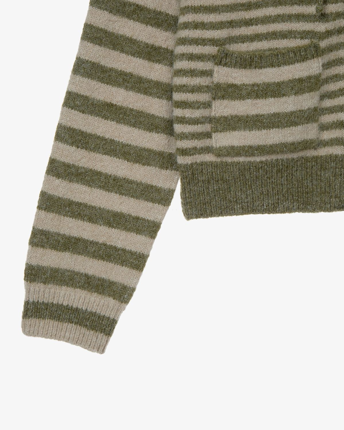 에이이에이이(AEAE) STRIPE HOOD KNIT ZIP UP [KHAKI]