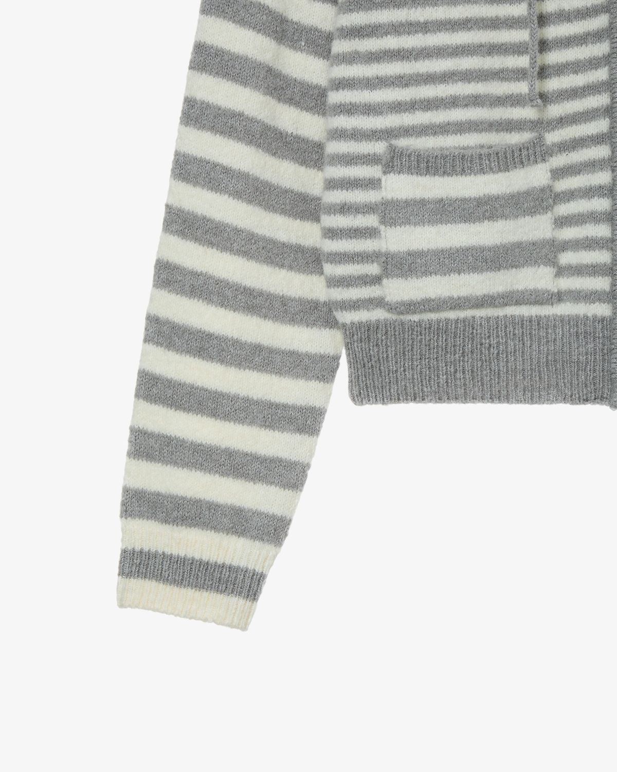 에이이에이이(AEAE) STRIPE HOOD KNIT ZIP UP [LIGHT GREY]