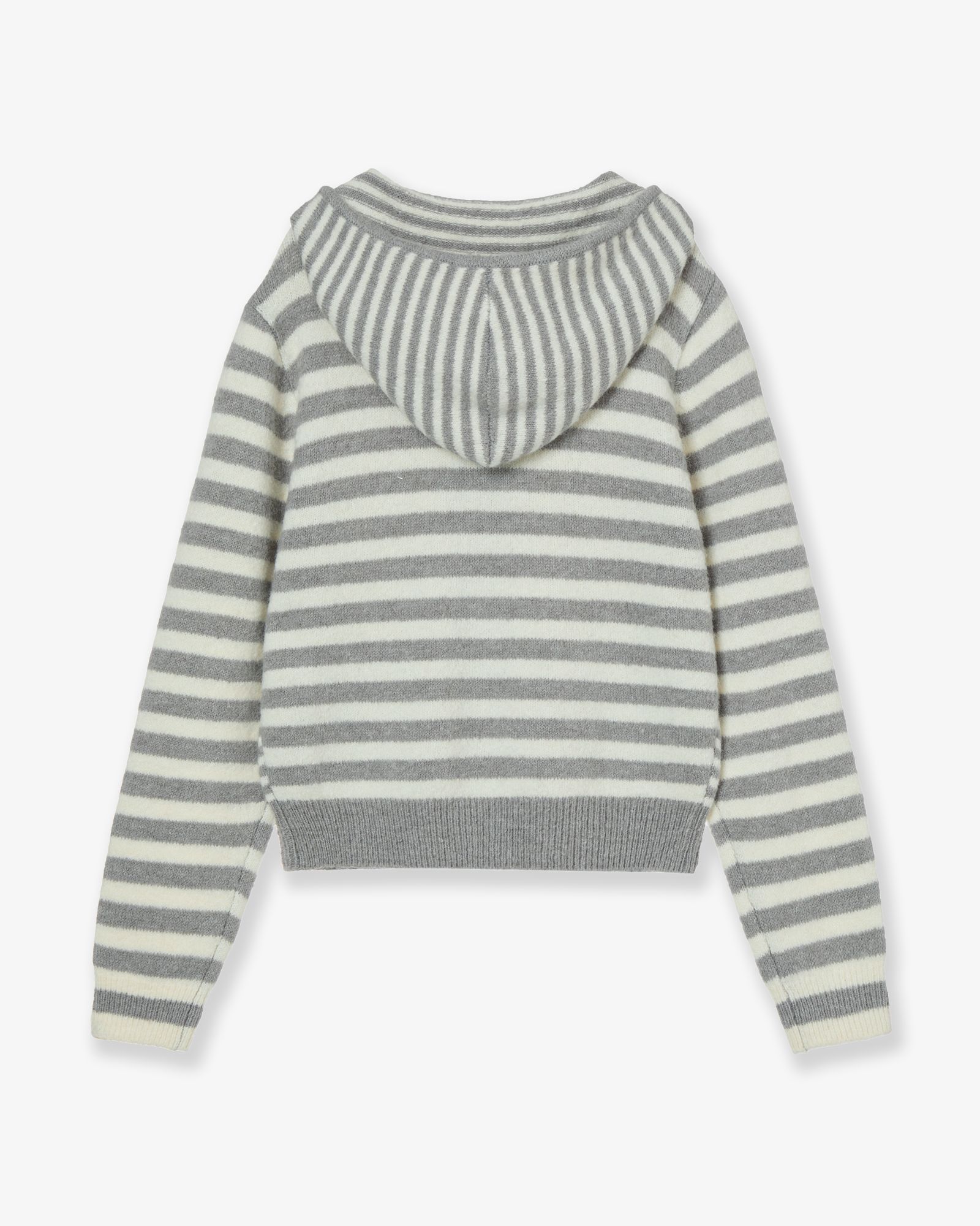 MUSINSA | AEAE STRIPE HOOD KNIT ZIP UP [LIGHT GREY]
