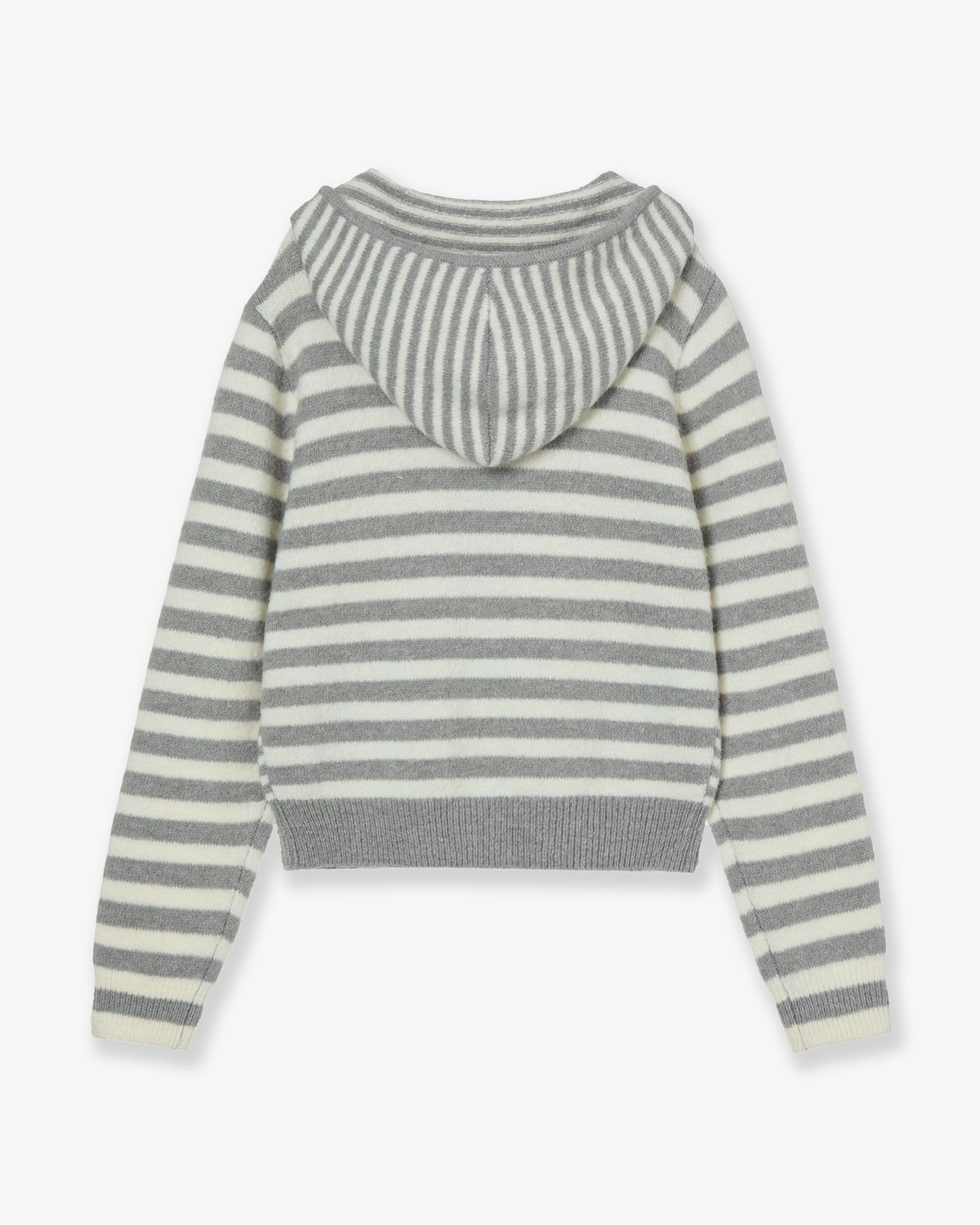에이이에이이(AEAE) STRIPE HOOD KNIT ZIP UP [LIGHT GREY]