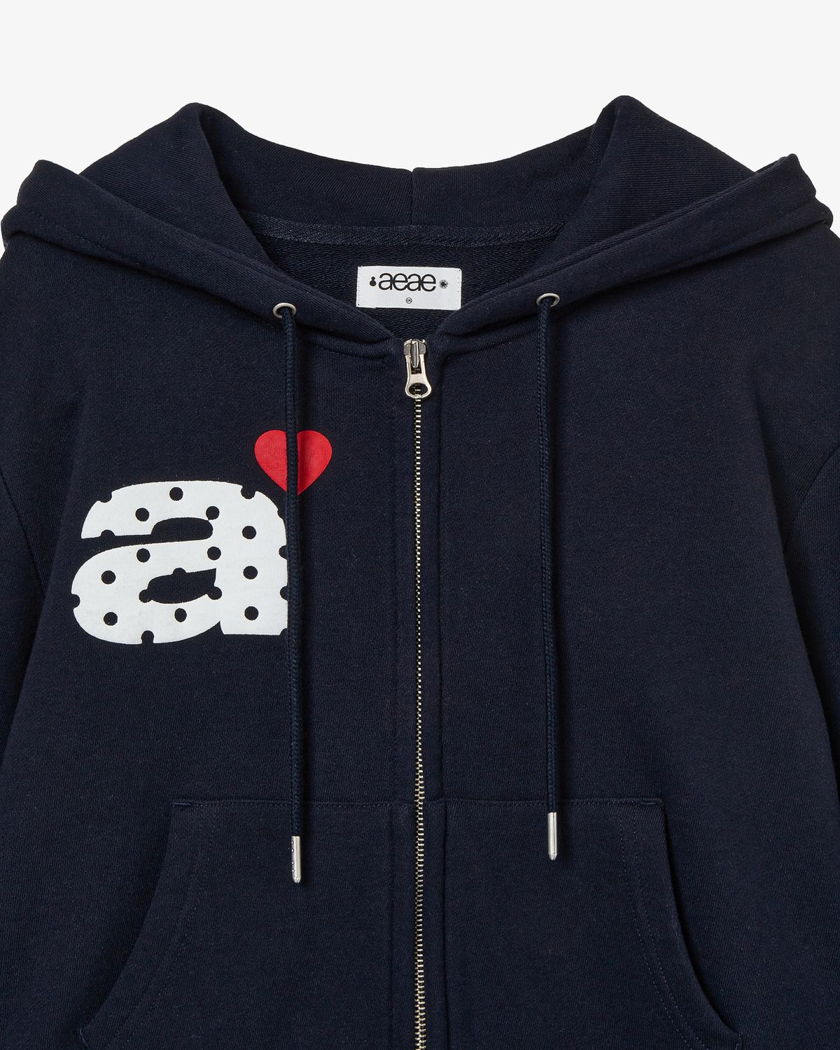에이이에이이(AEAE) DOT SMALL LETTER CROP HOOD ZIP UP [NAVY]