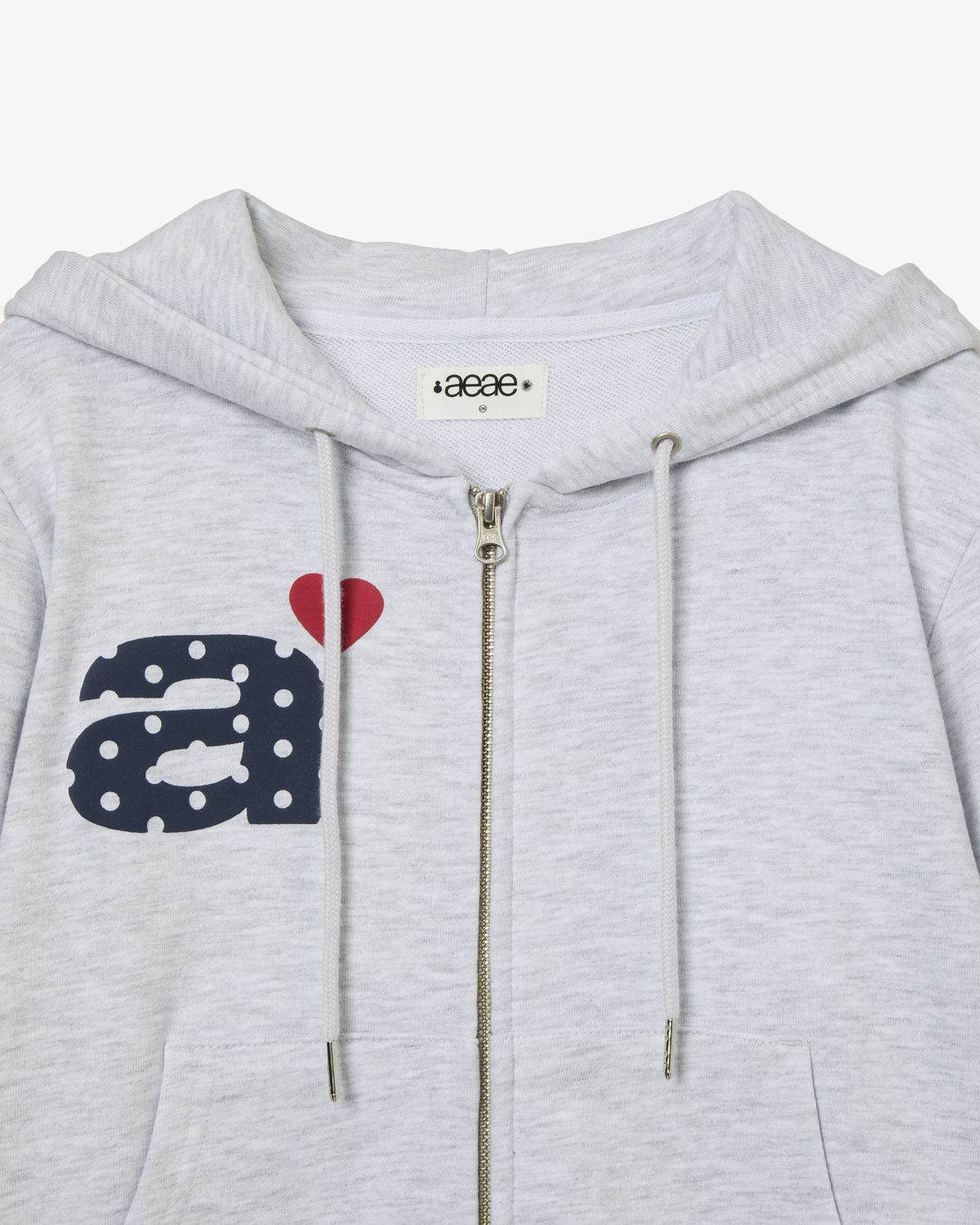 에이이에이이(AEAE) DOT SMALL LETTER CROP HOOD ZIP UP [LIGHT GREY]