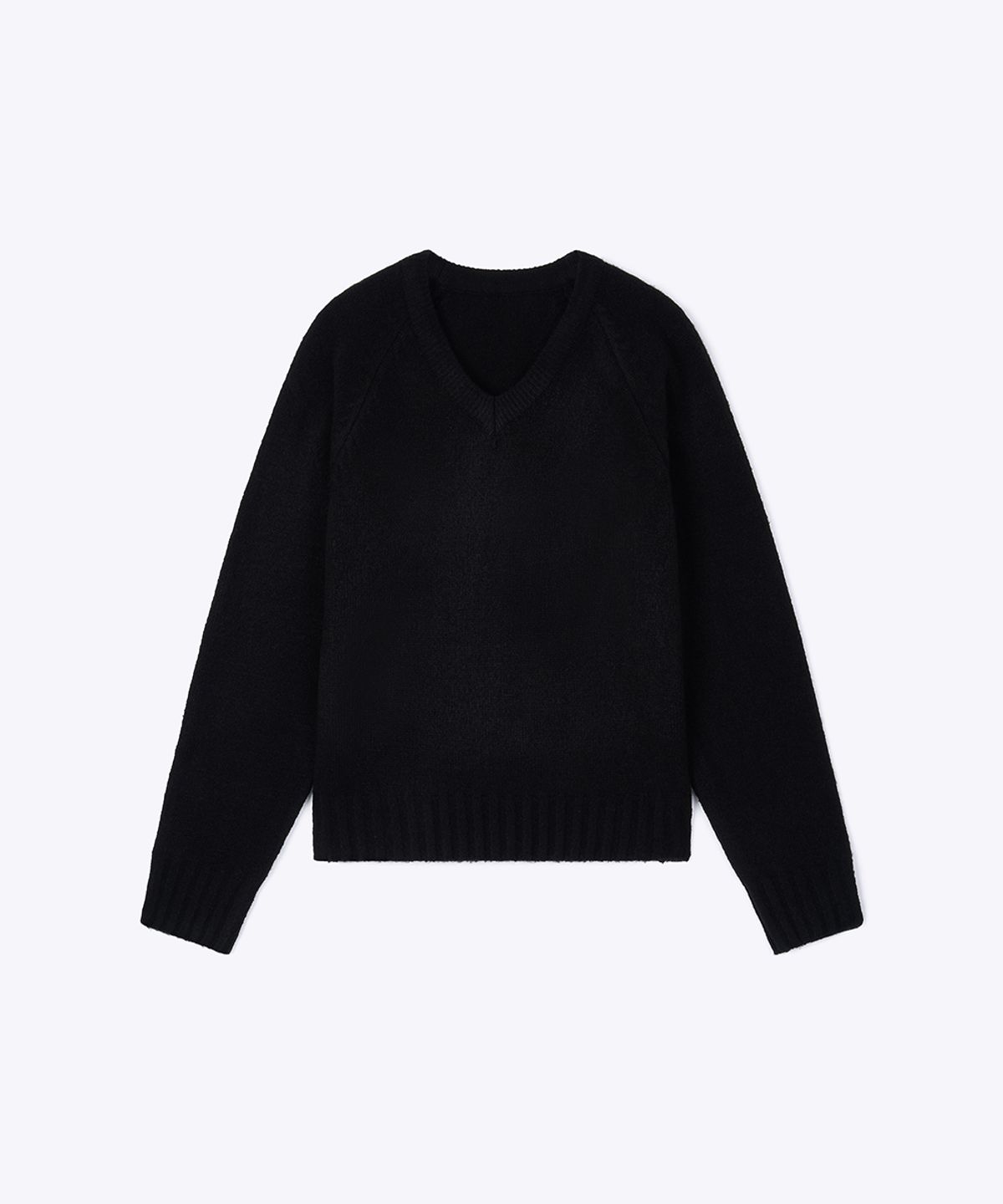 320쇼룸(320SHOWROOM) Raglan V-Neck Loose Fit Knit Pullover Black