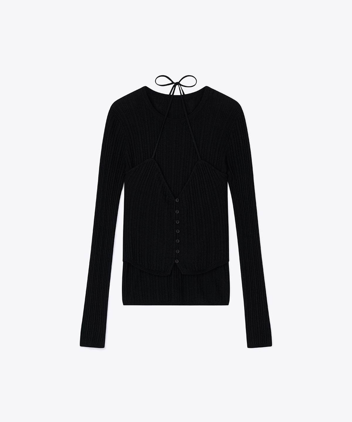 320쇼룸(320SHOWROOM) Regular Fit Layered Halter Knit Black