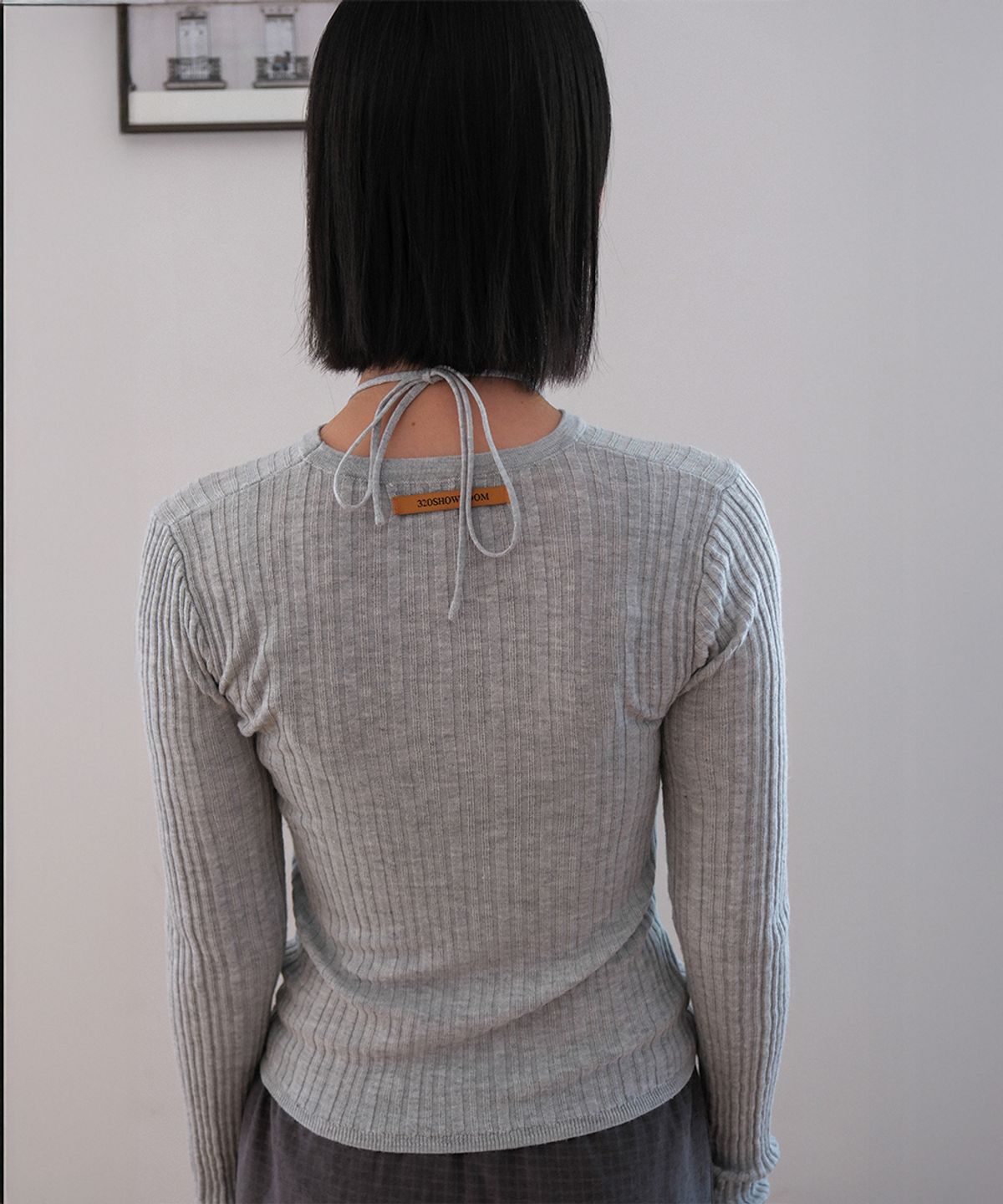 320쇼룸(320SHOWROOM) Regular Fit Layered Halter Knit Grey