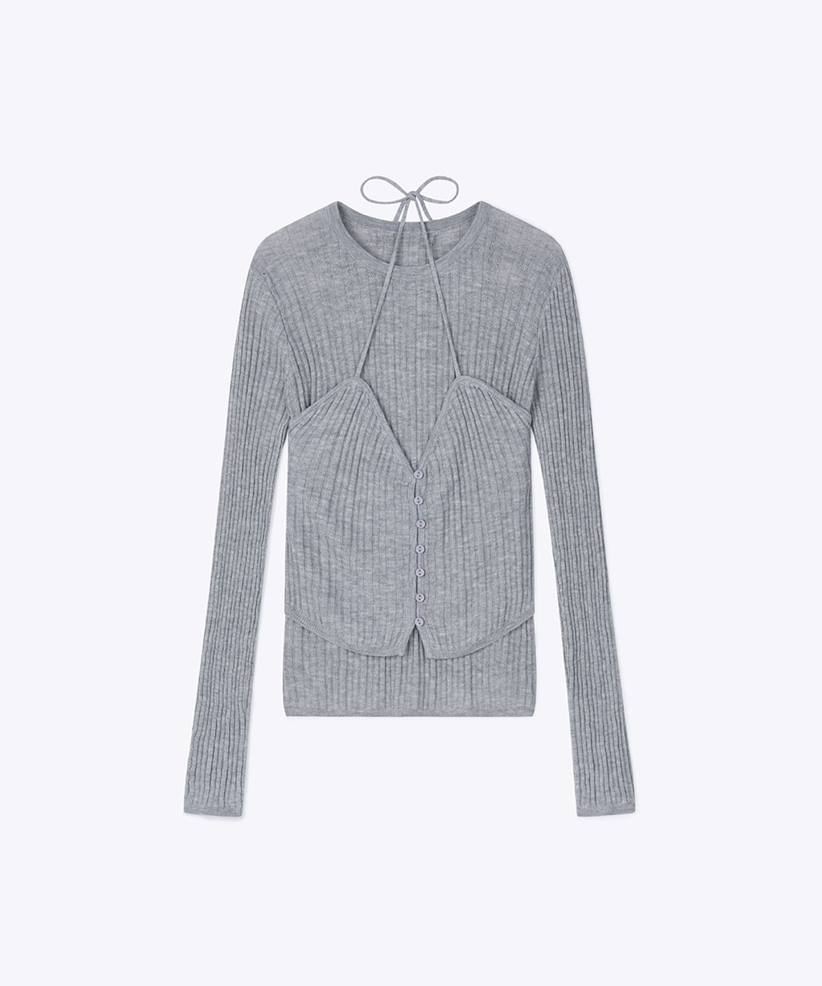 320쇼룸(320SHOWROOM) Regular Fit Layered Halter Knit Grey