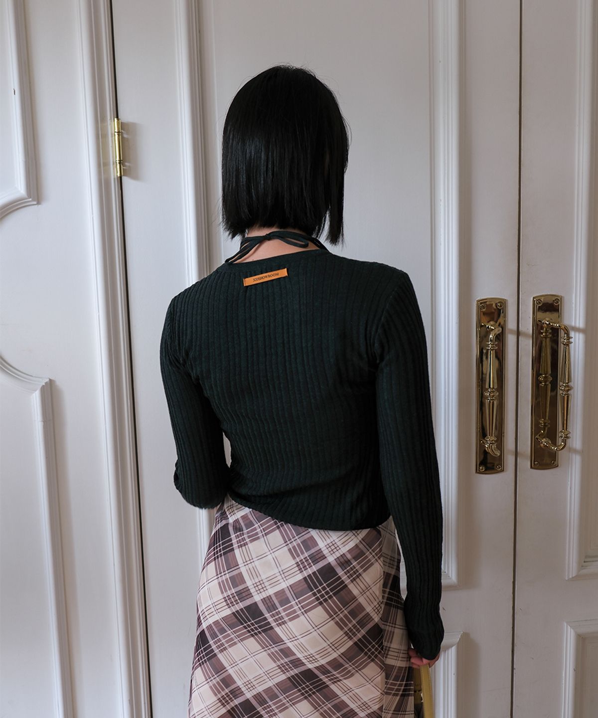 320쇼룸(320SHOWROOM) Regular Fit Layered Halter Knit Green