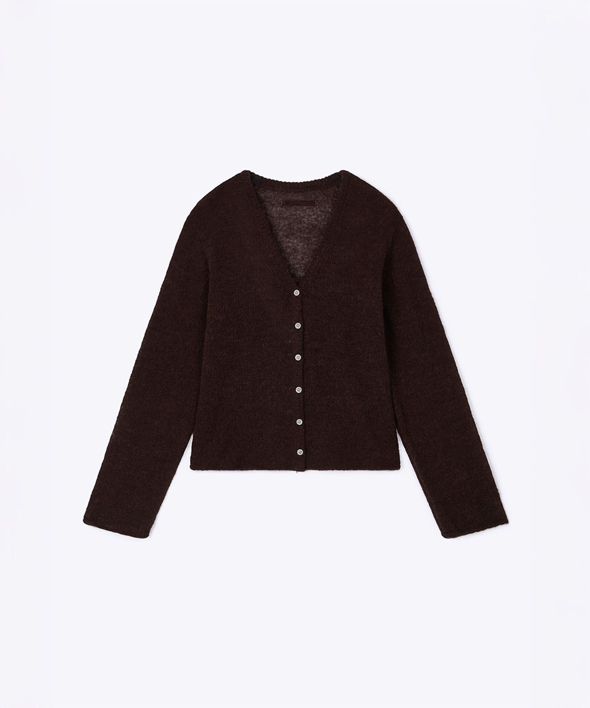 320쇼룸(320SHOWROOM) V-Neck Button-Up Wool Alpaca Knit Cardigan Brown