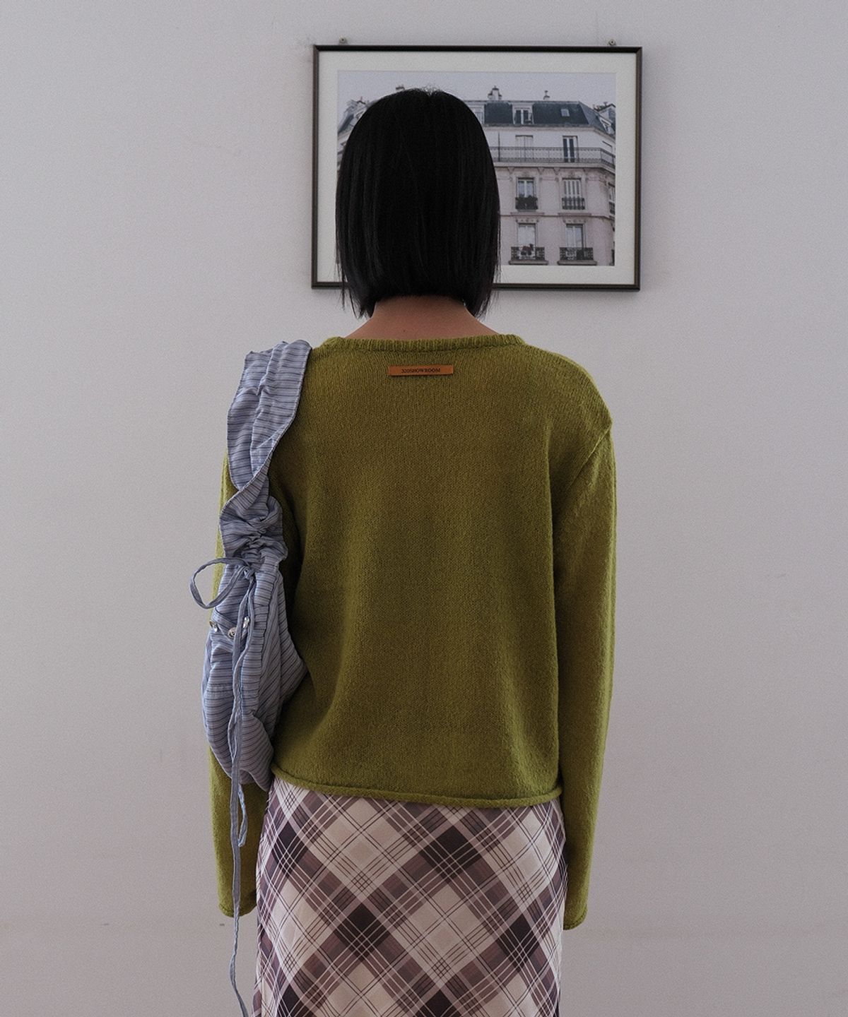 320쇼룸(320SHOWROOM) V-Neck Button-Up Wool Alpaca Knit Cardigan Olive green