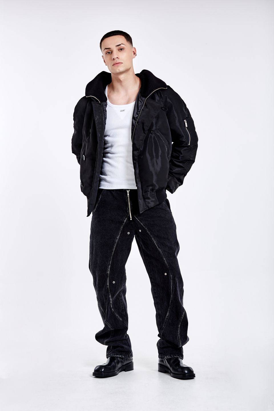 MUSINSA | 51PERCENT TUNNEL LINING TROUSER (DENIM) - Washed Black