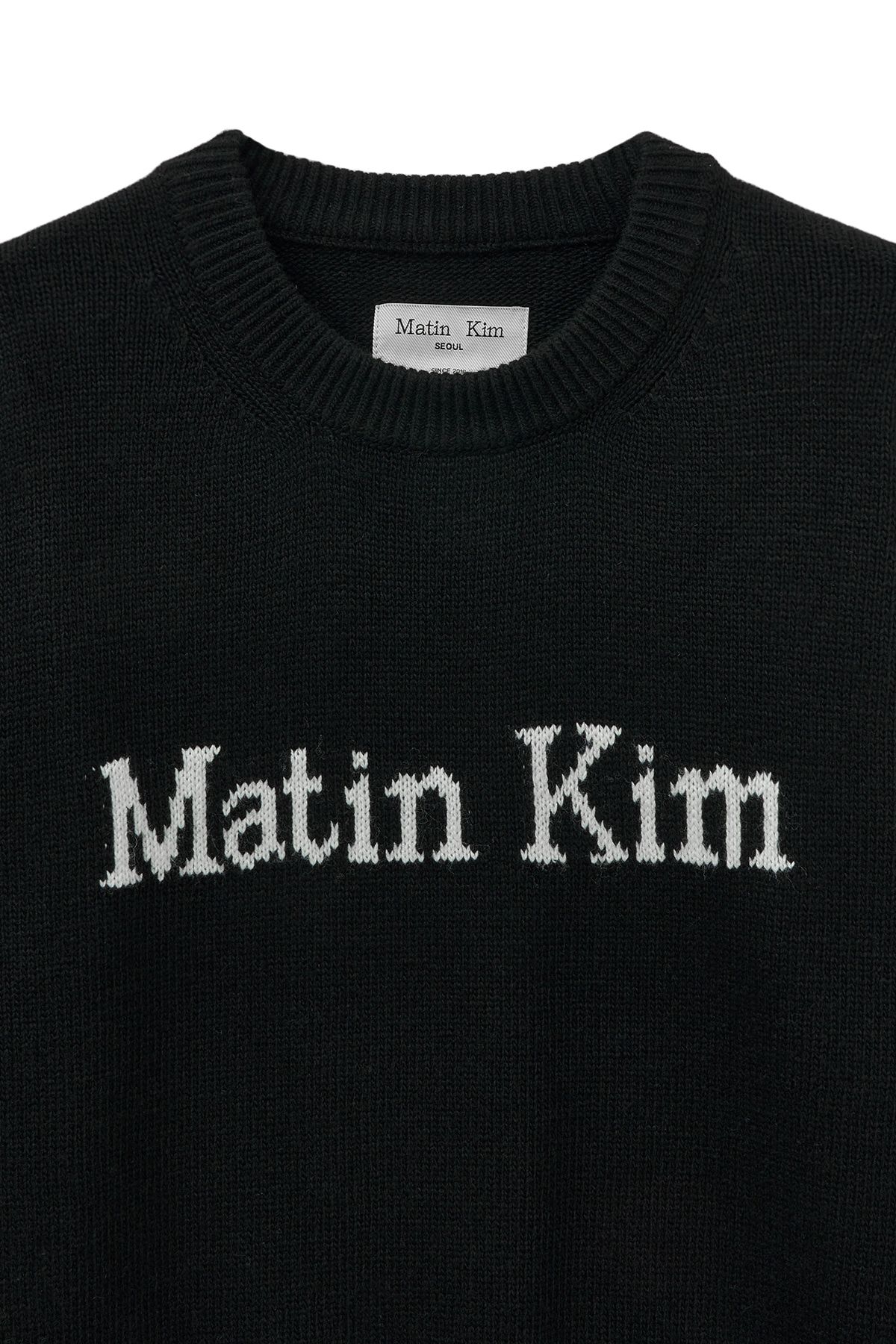 MUSINSA公式 | MATIN KIM COLOR TRIM LINE LOGO PULLOVER IN BLACK