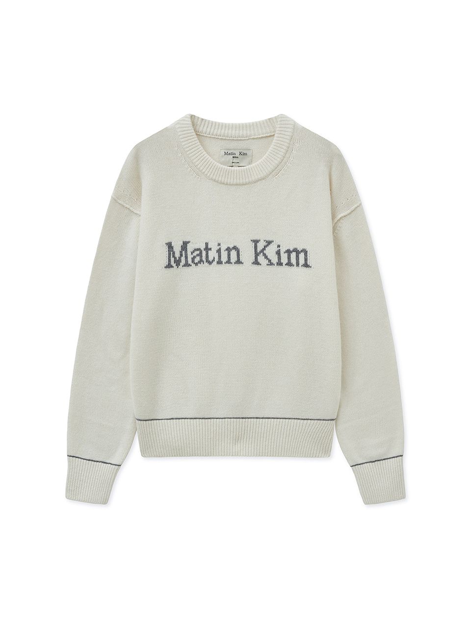MUSINSA | MATIN KIM COLOR TRIM LINE LOGO PULLOVER IN IVORY