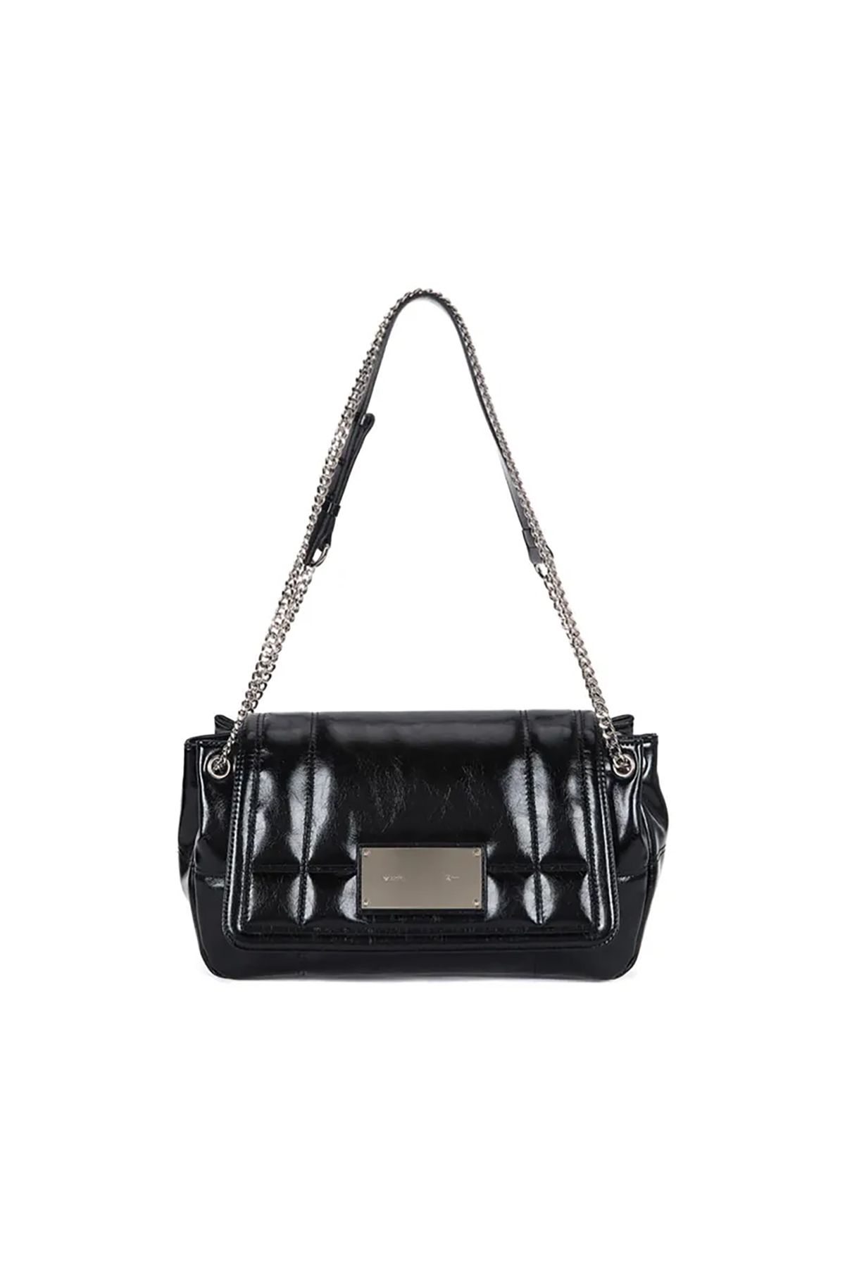 MUSINSA公式 | MATIN KIM GLOSSY QUILTING MEDIUM CHAIN BAG IN BLACK