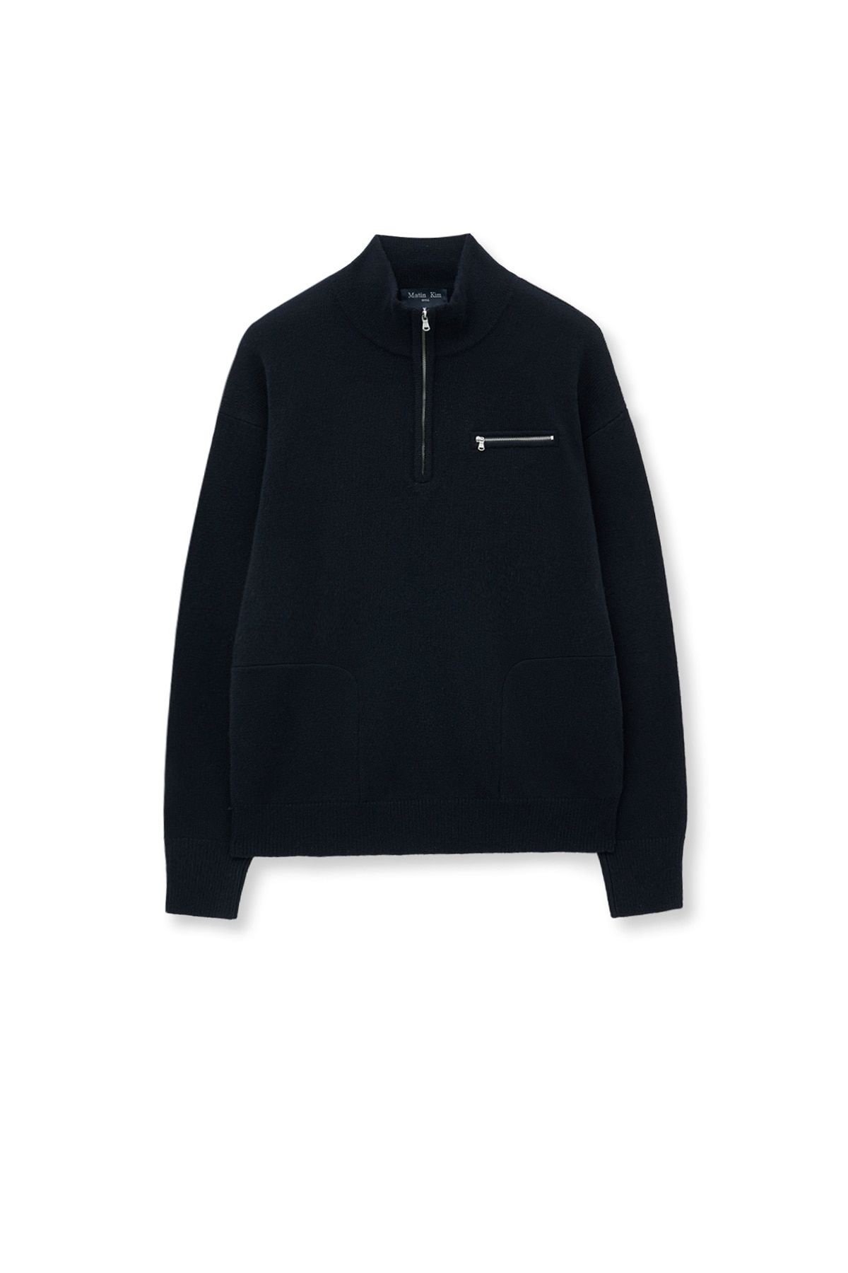 MUSINSA | MATIN KIM BACK LOGO HALF KNIT ZIP UP PULLOVER FOR MEN IN