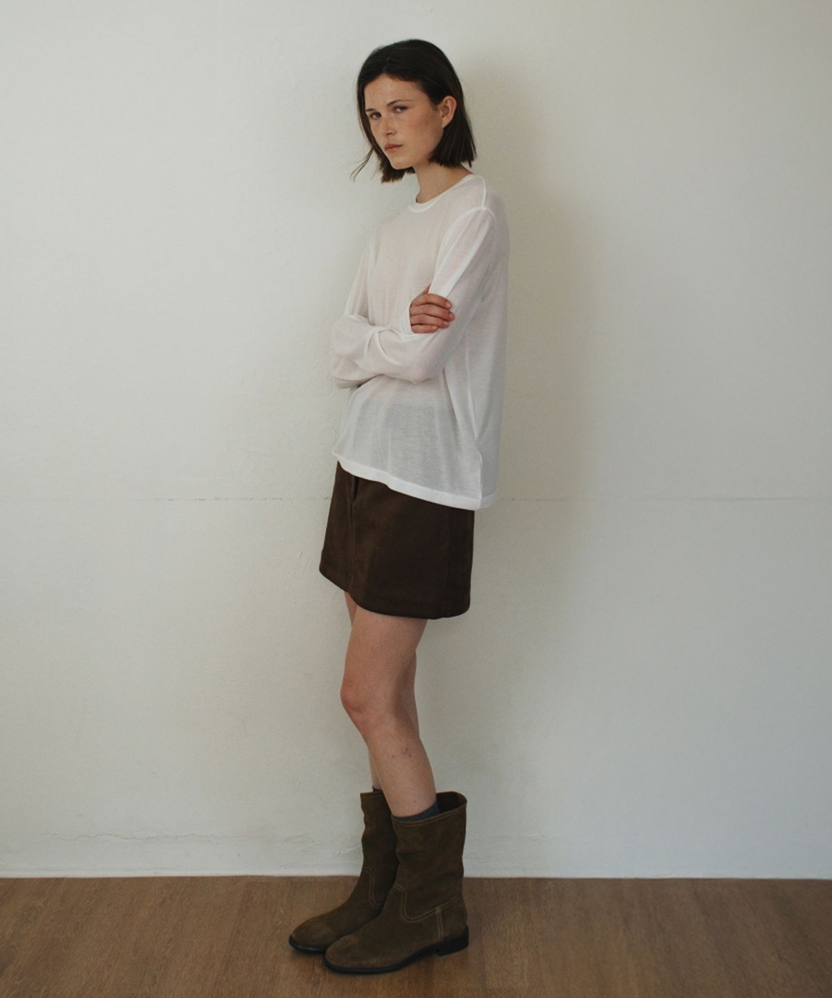 어나우트(UNNOUT) RELAXED WOOL T-SHIRT WHITE