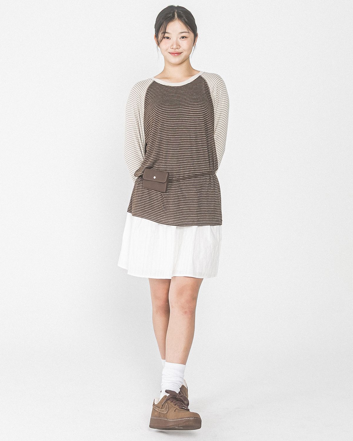 해비즘(HAVISM) TWO TONE STRIPE RAGLAN L/S TEE(BROWN)
