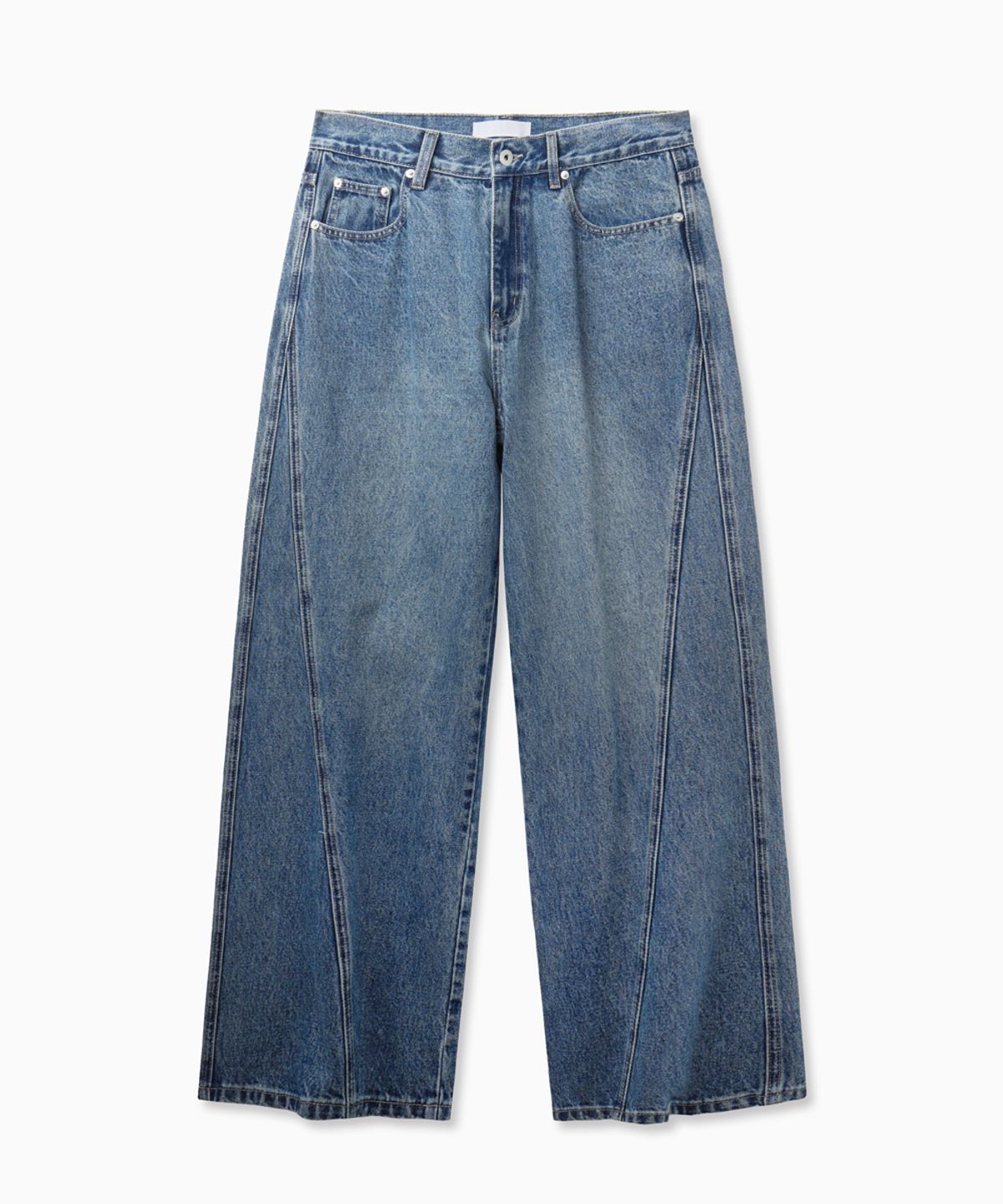 노페이머스(NOFAMOUS) Curved Wide Washing Jeans (Blue)