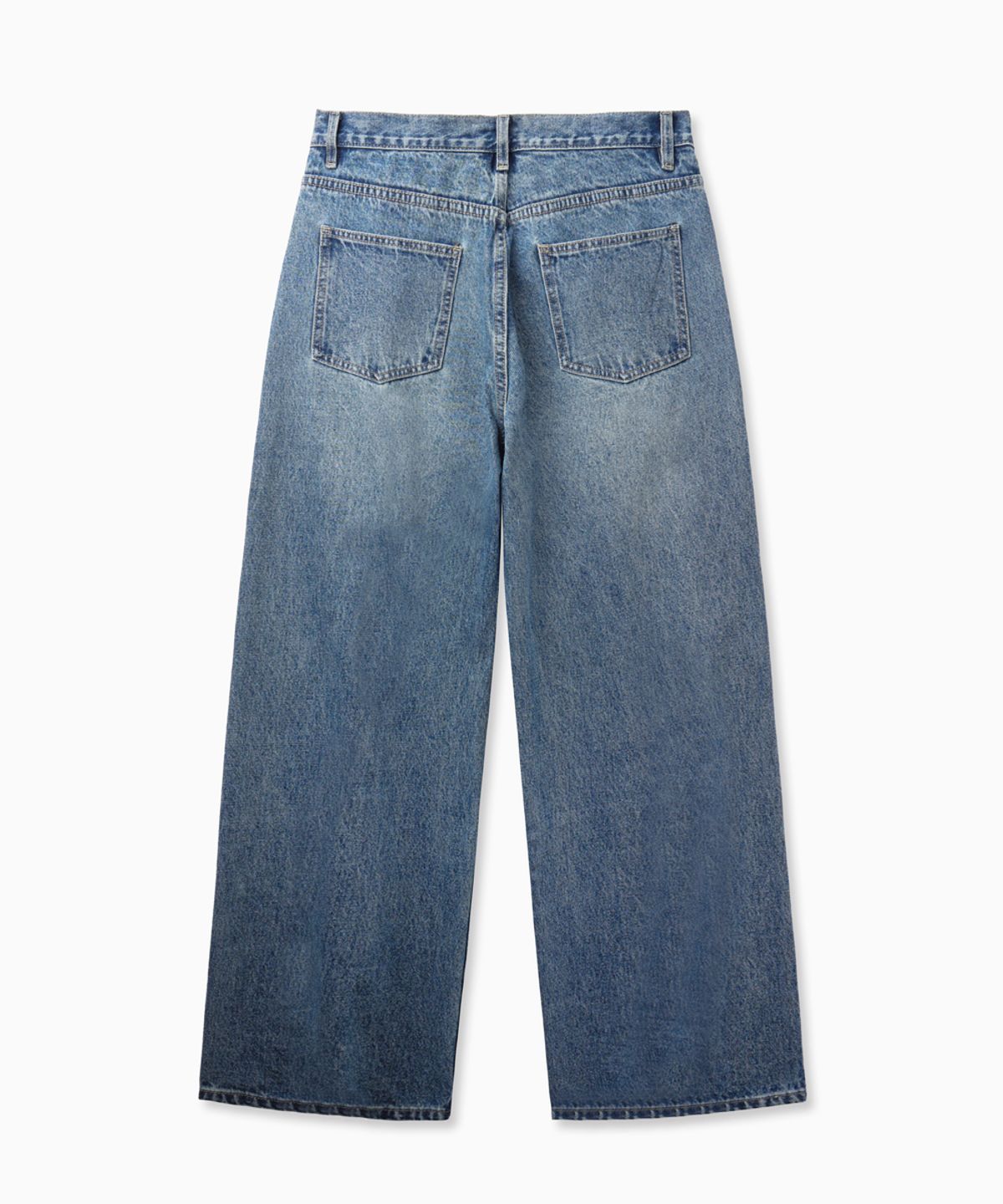 노페이머스(NOFAMOUS) Curved Wide Washing Jeans (Blue)