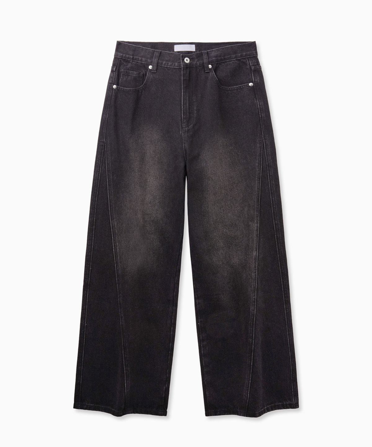 노페이머스(NOFAMOUS) Curved Wide Washing Jeans (Black)